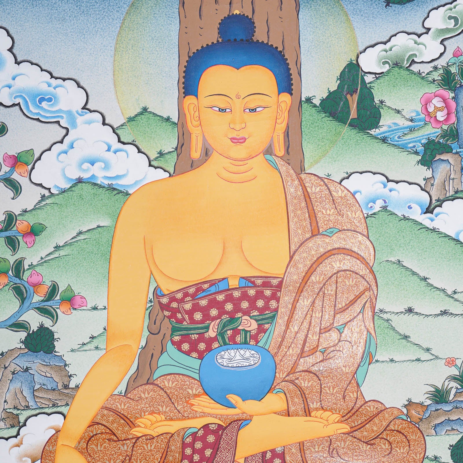 Shakyamuni Buddha Thangka - Handpainted Art