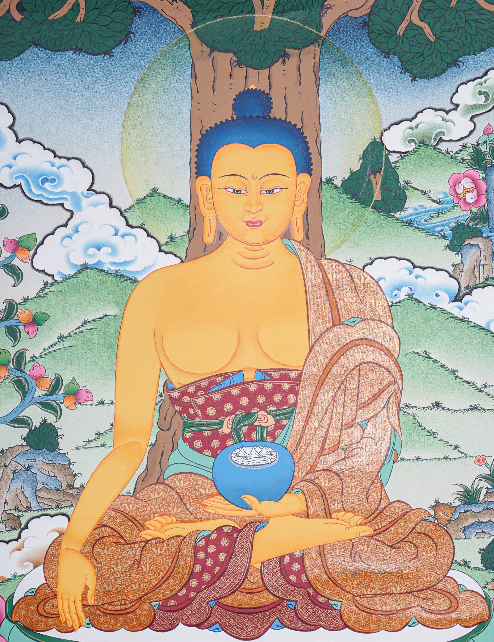 Shakyamuni Buddha Thangka - Handpainted Art