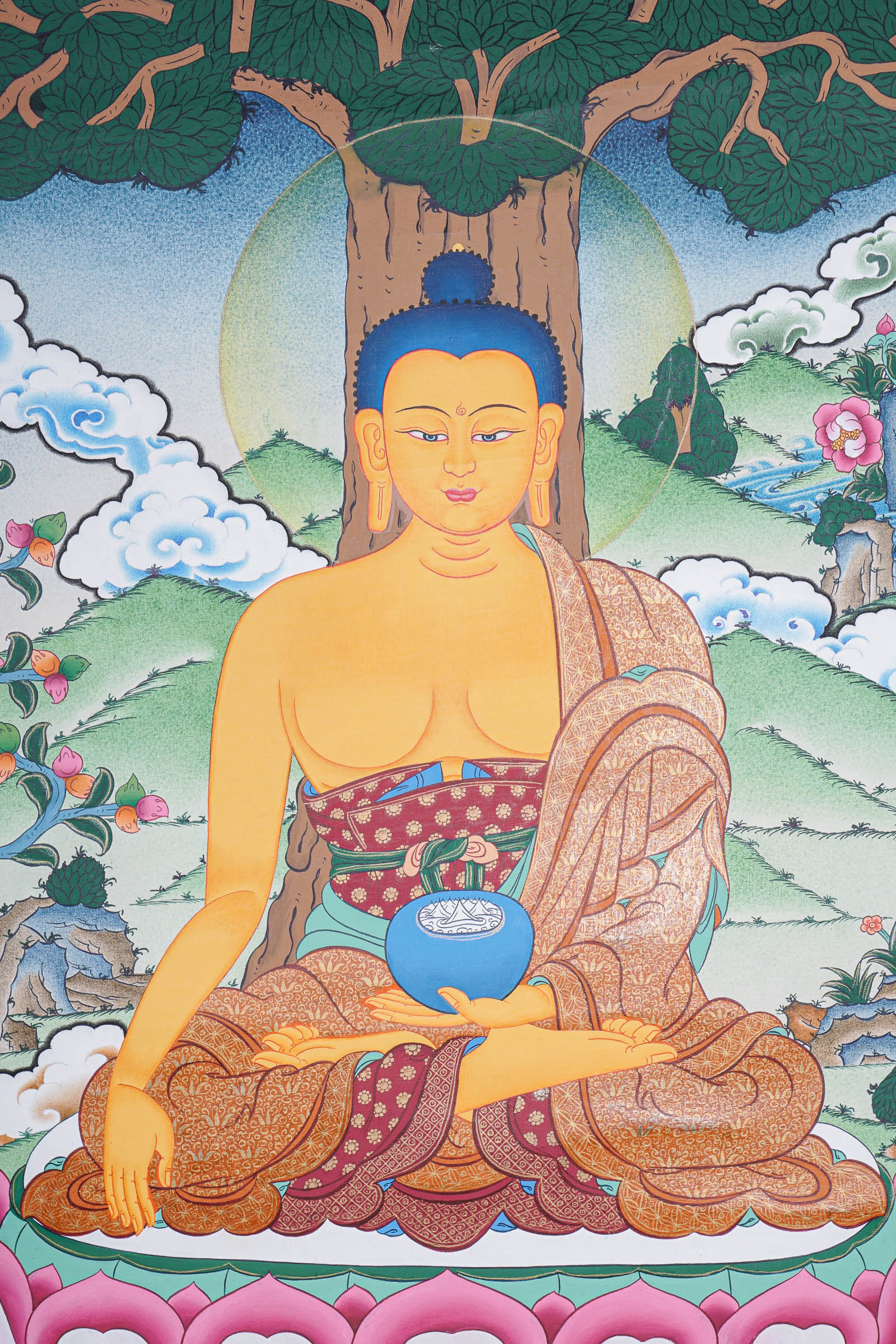 Shakyamuni Buddha Thangka - Handpainted Art