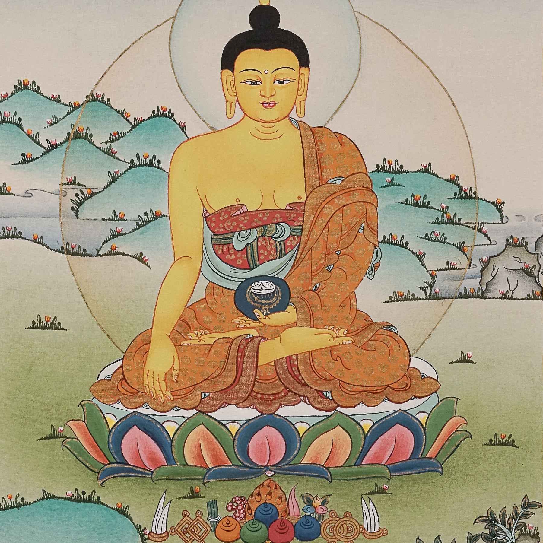 Shakyamuni Buddha Thangka - Tibetan Painting 