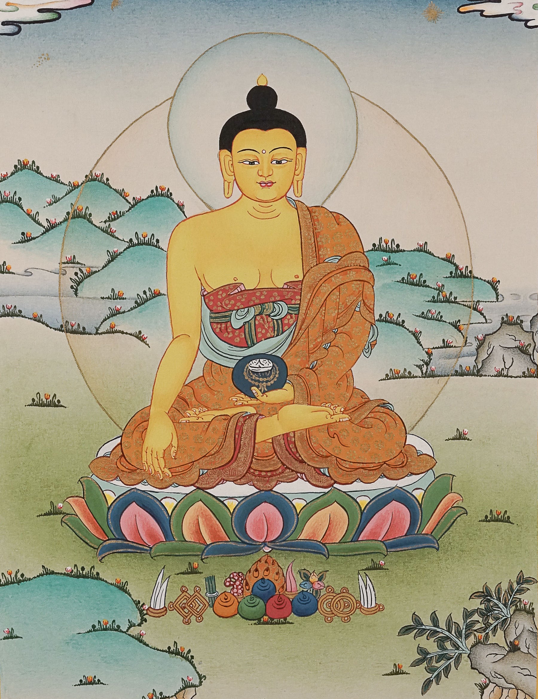 Shakyamuni Buddha Thangka - Tibetan Painting 