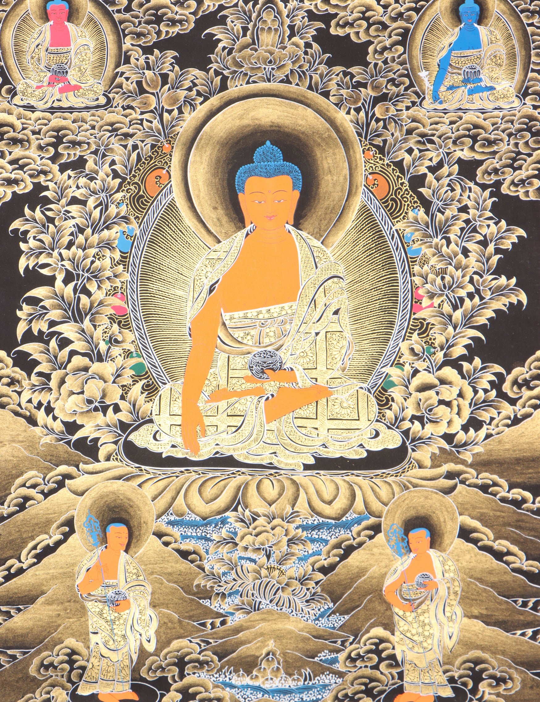 Shakyamuni Buddha Thangka for prayer and meditation.