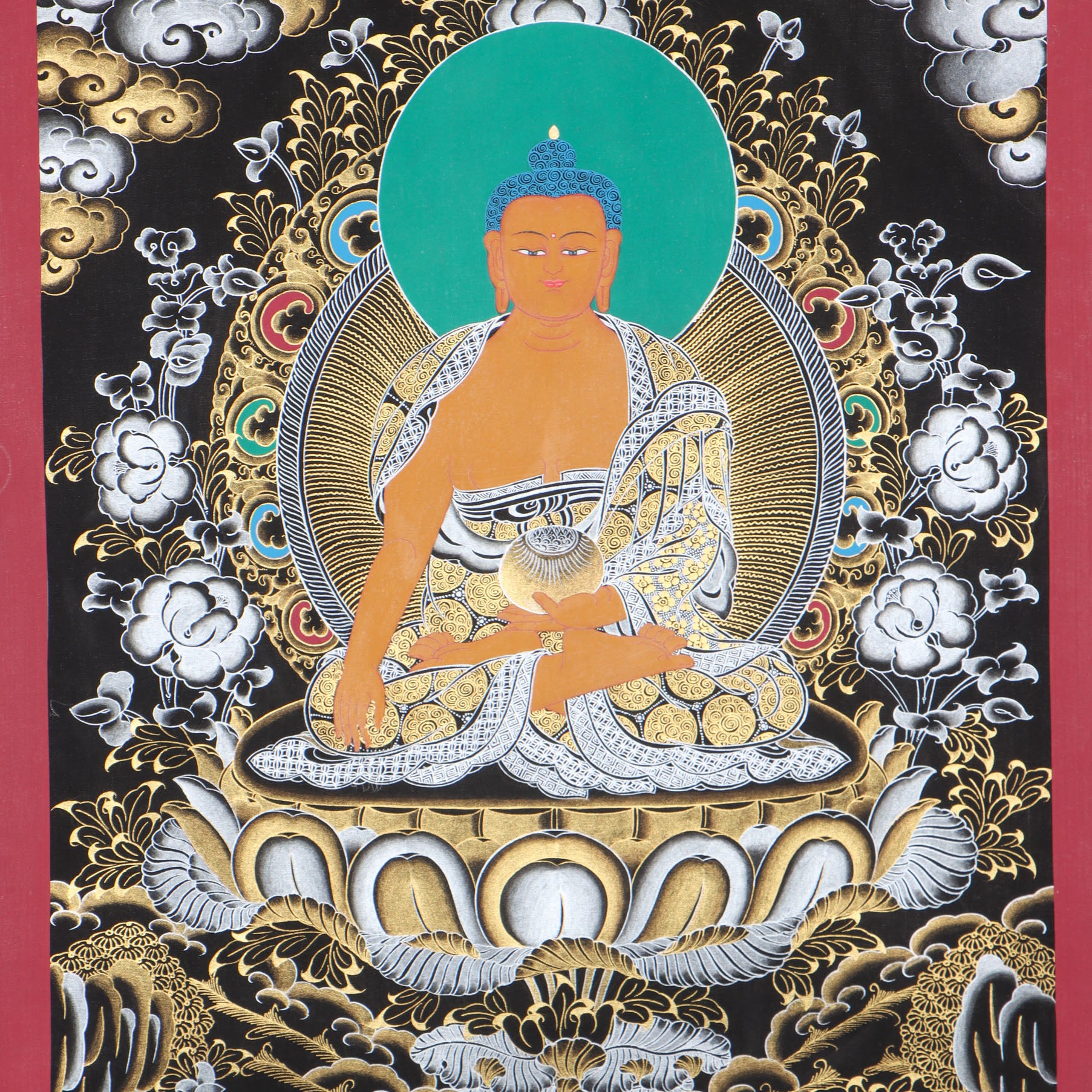 Shakyamuni Buddha Thangka for wall spirituality and meditation.