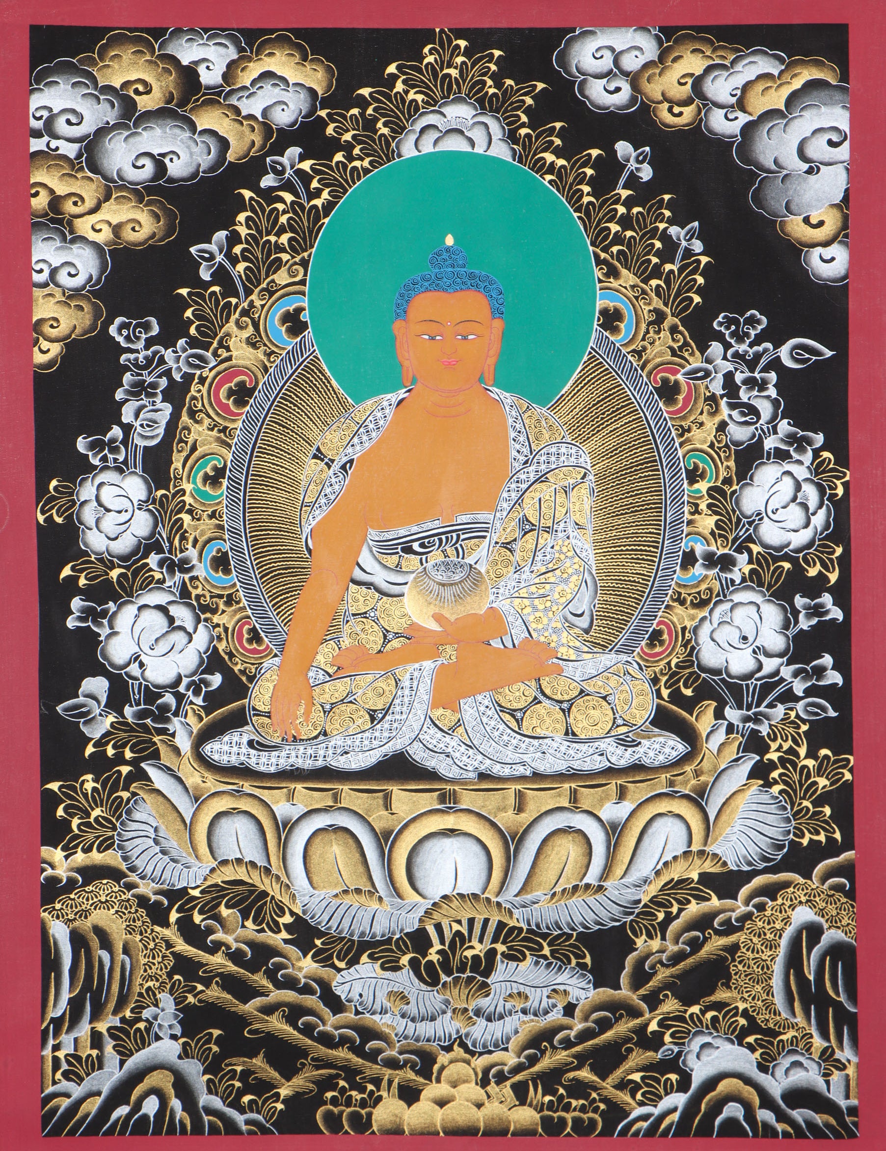 Shakyamuni Buddha Thangka for wall spirituality and meditation.