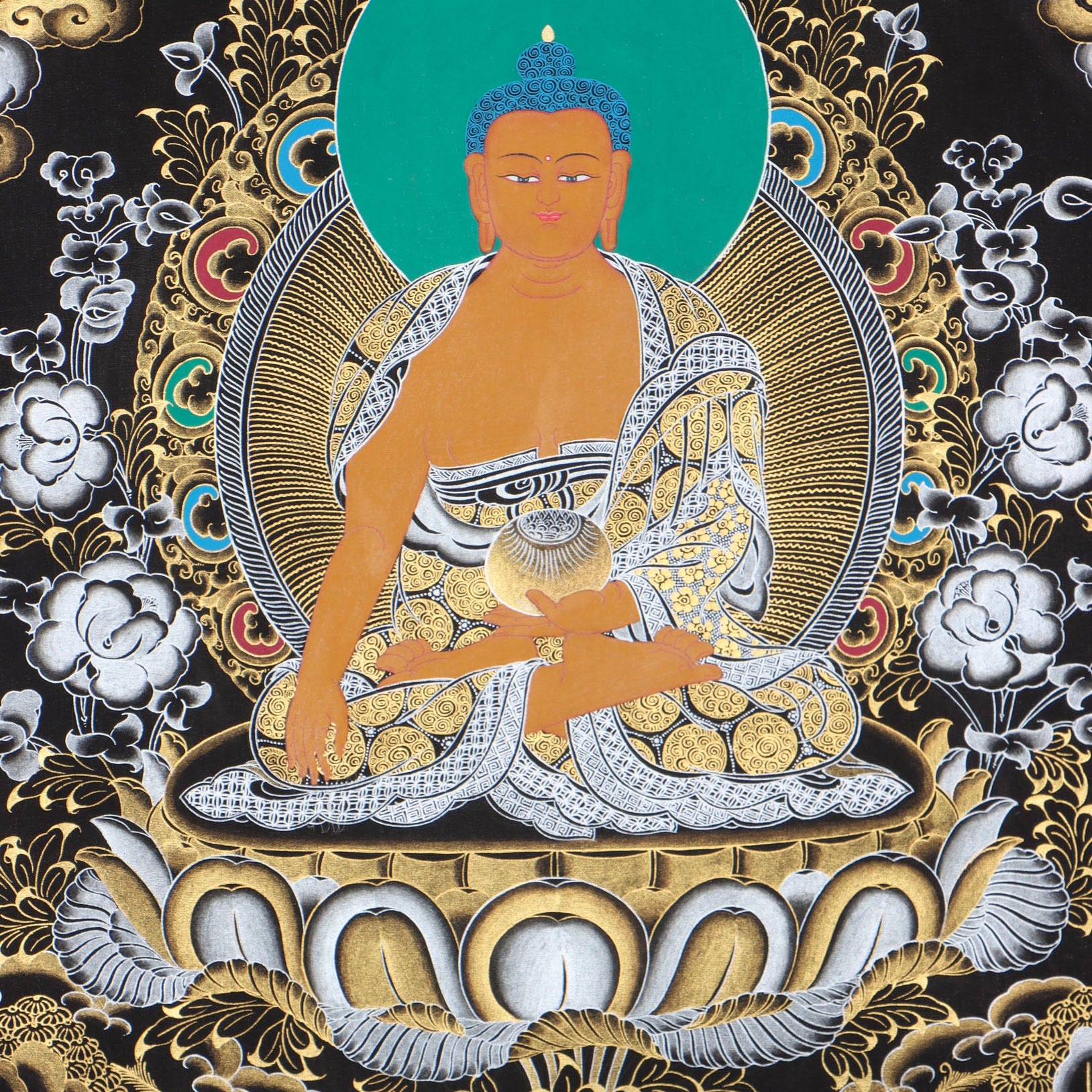 Shakyamuni Buddha Thangka for wall spirituality and meditation.