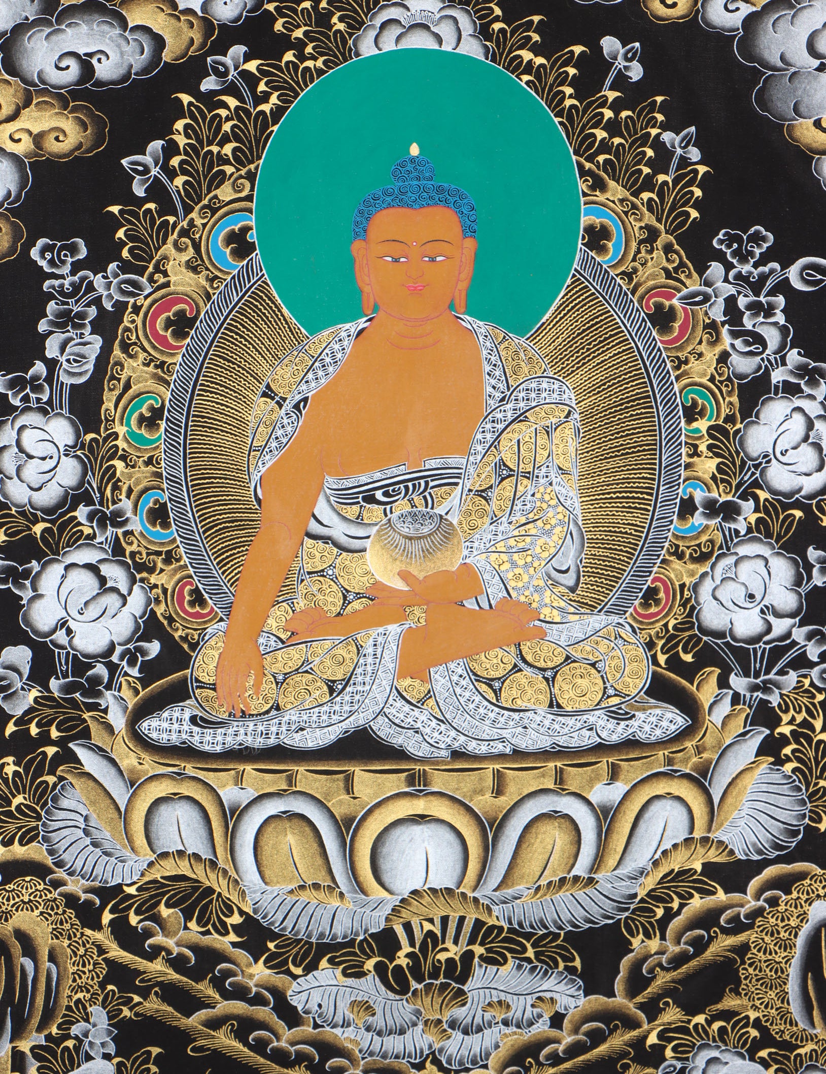 Shakyamuni Buddha Thangka for wall spirituality and meditation.