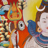 Shiva Shakti Thangka - Handpainted Art on cotton canvas