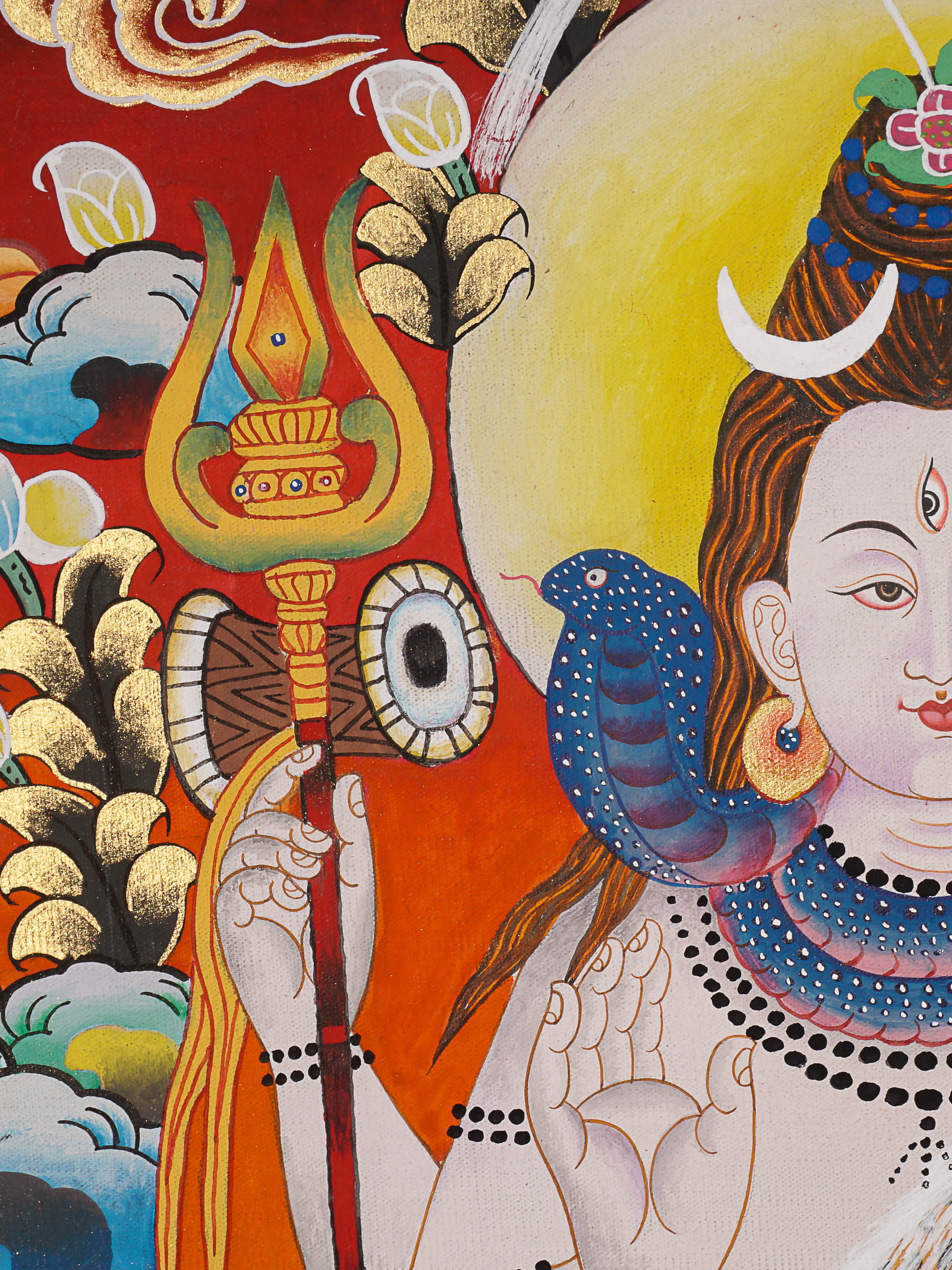 Shiva Shakti Thangka - Handpainted Art on cotton canvas