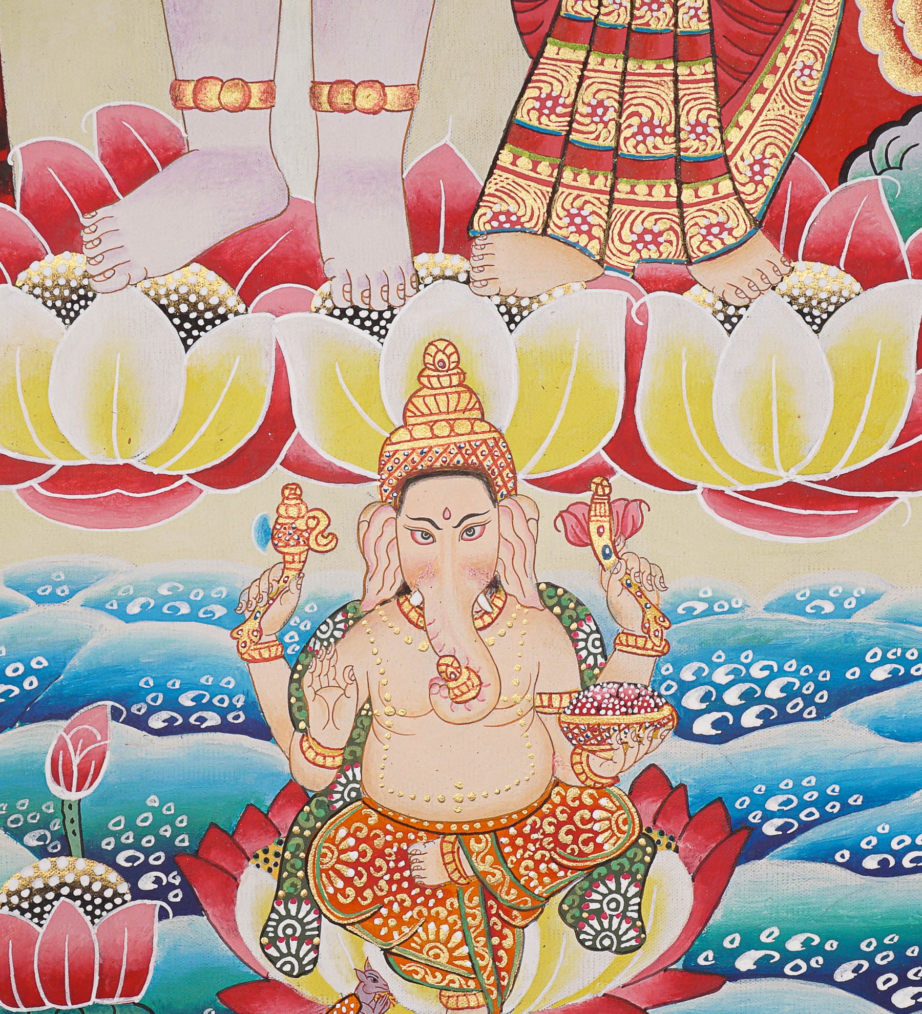 Shiva Shakti Thangka - Handpainted Art on cotton canvas