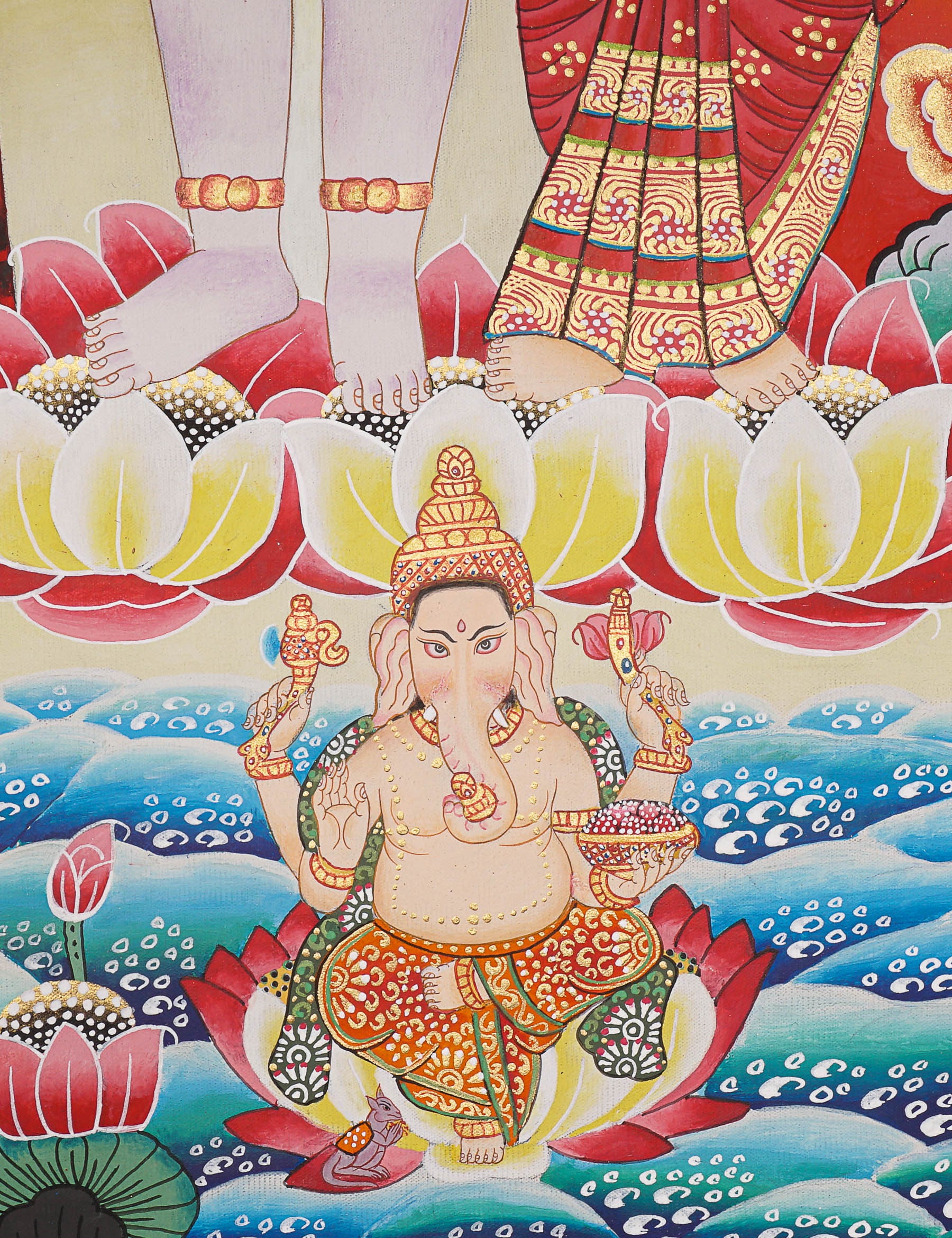 Shiva Shakti Thangka - Handpainted Art on cotton canvas