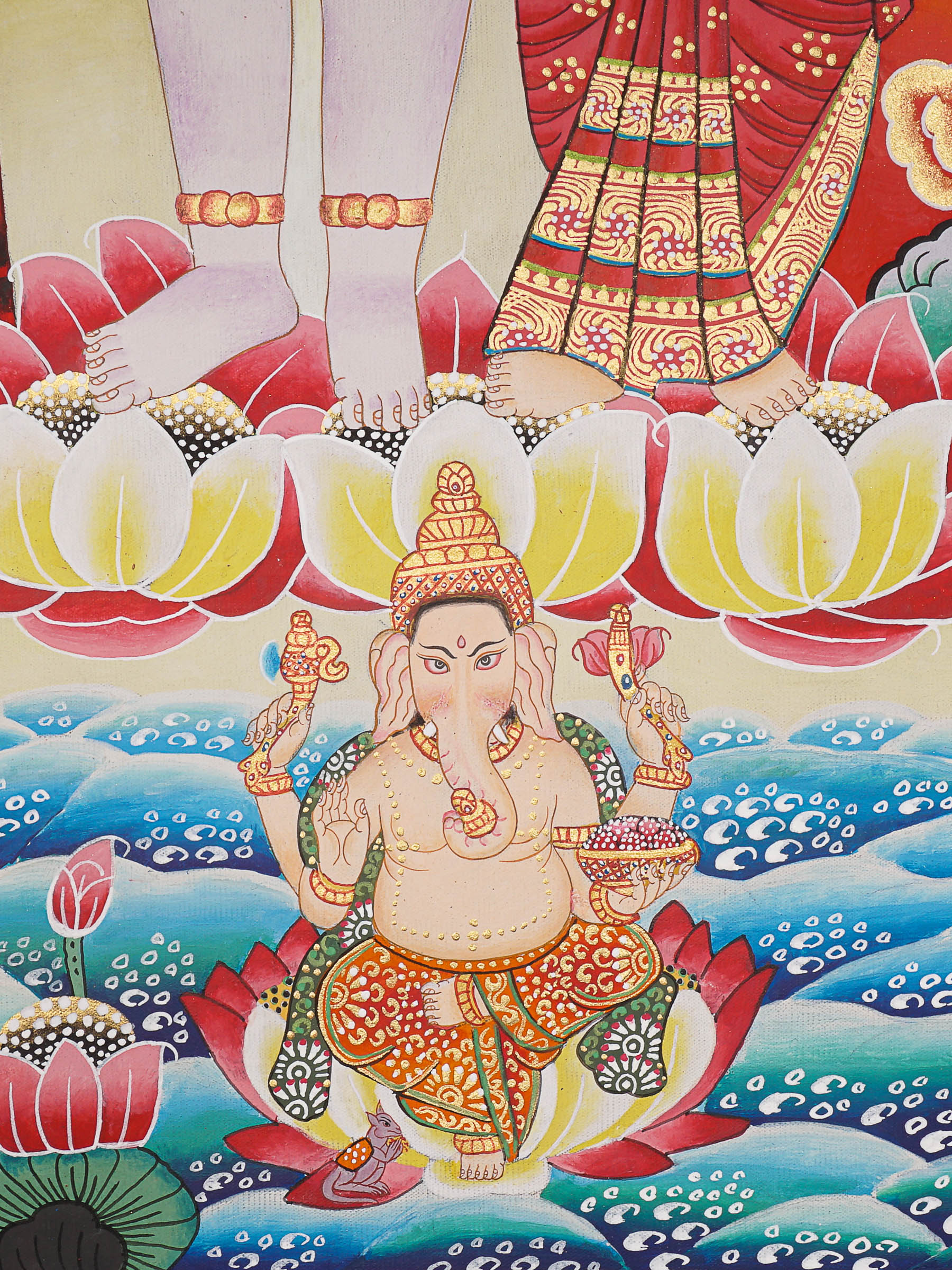 Shiva Shakti Thangka - Handpainted Art on cotton canvas