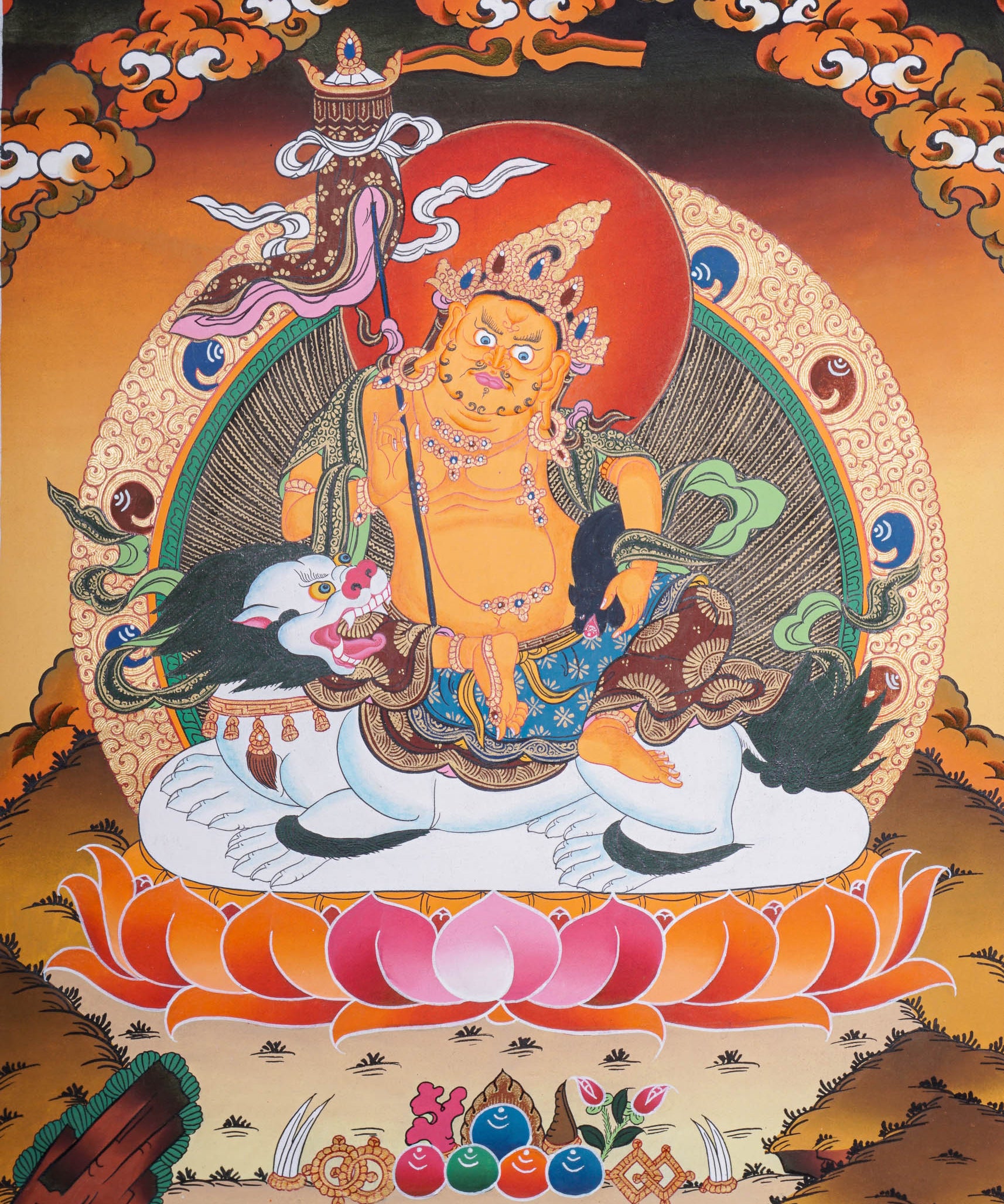 Singh Zambala Thangka Painting - Handpainted Art