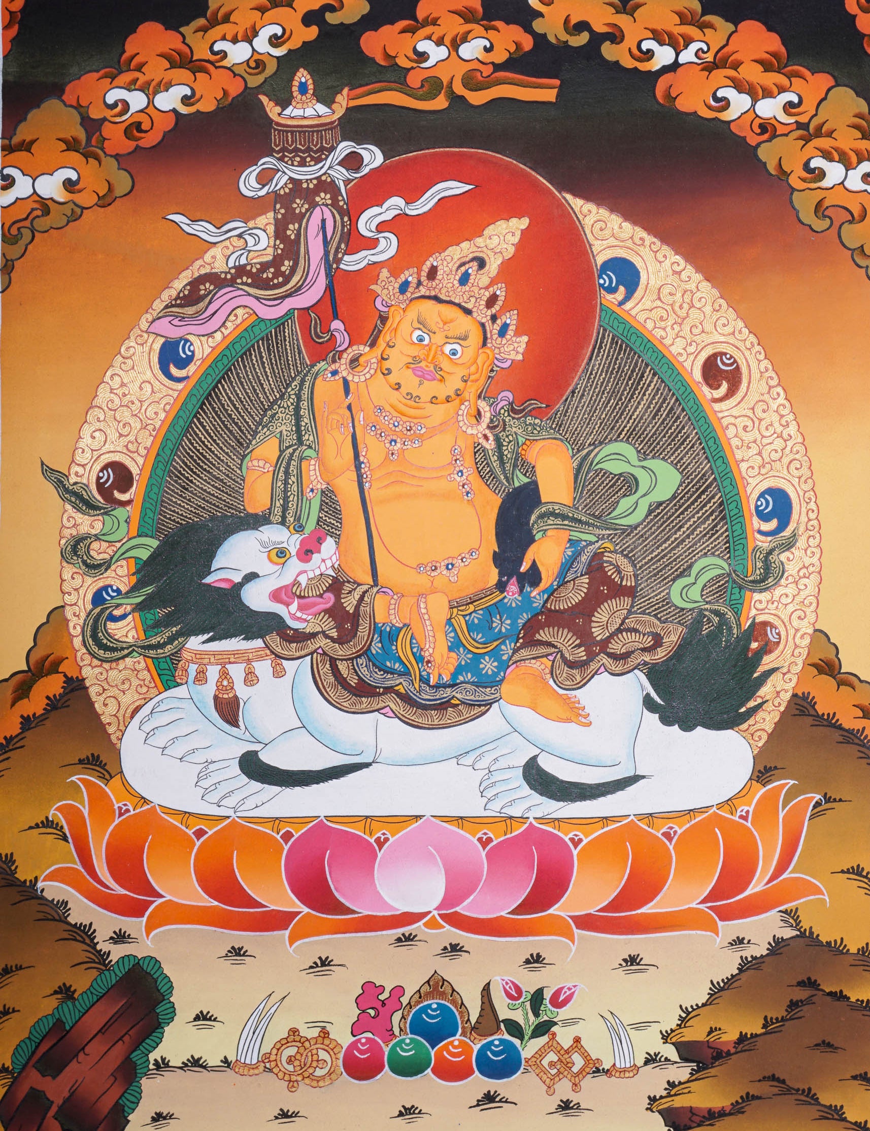 Singh Zambala Thangka Painting - Handpainted Art