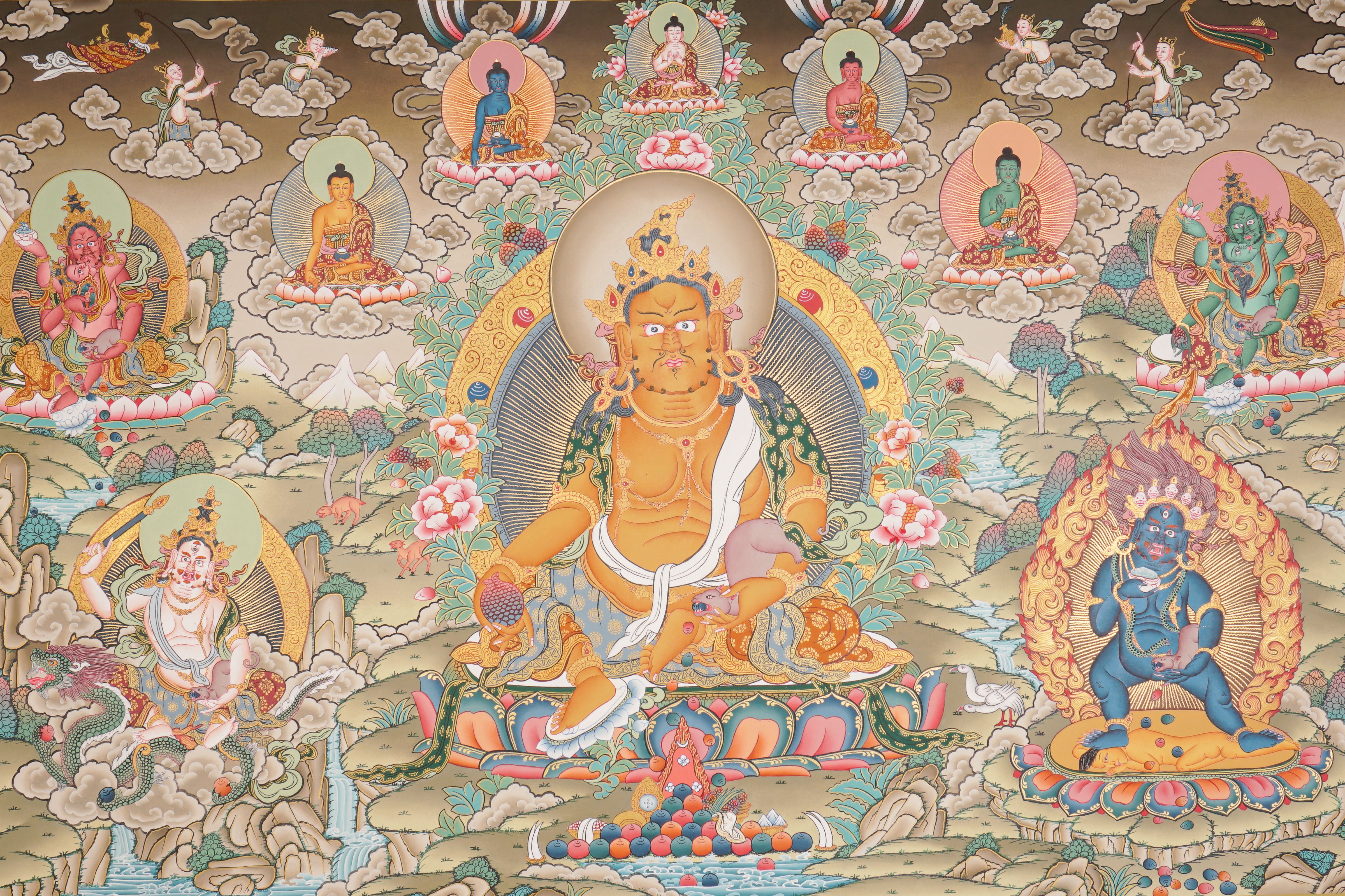 Tesro 5 Zambala Thangka - Tibetan Buddhist Painting