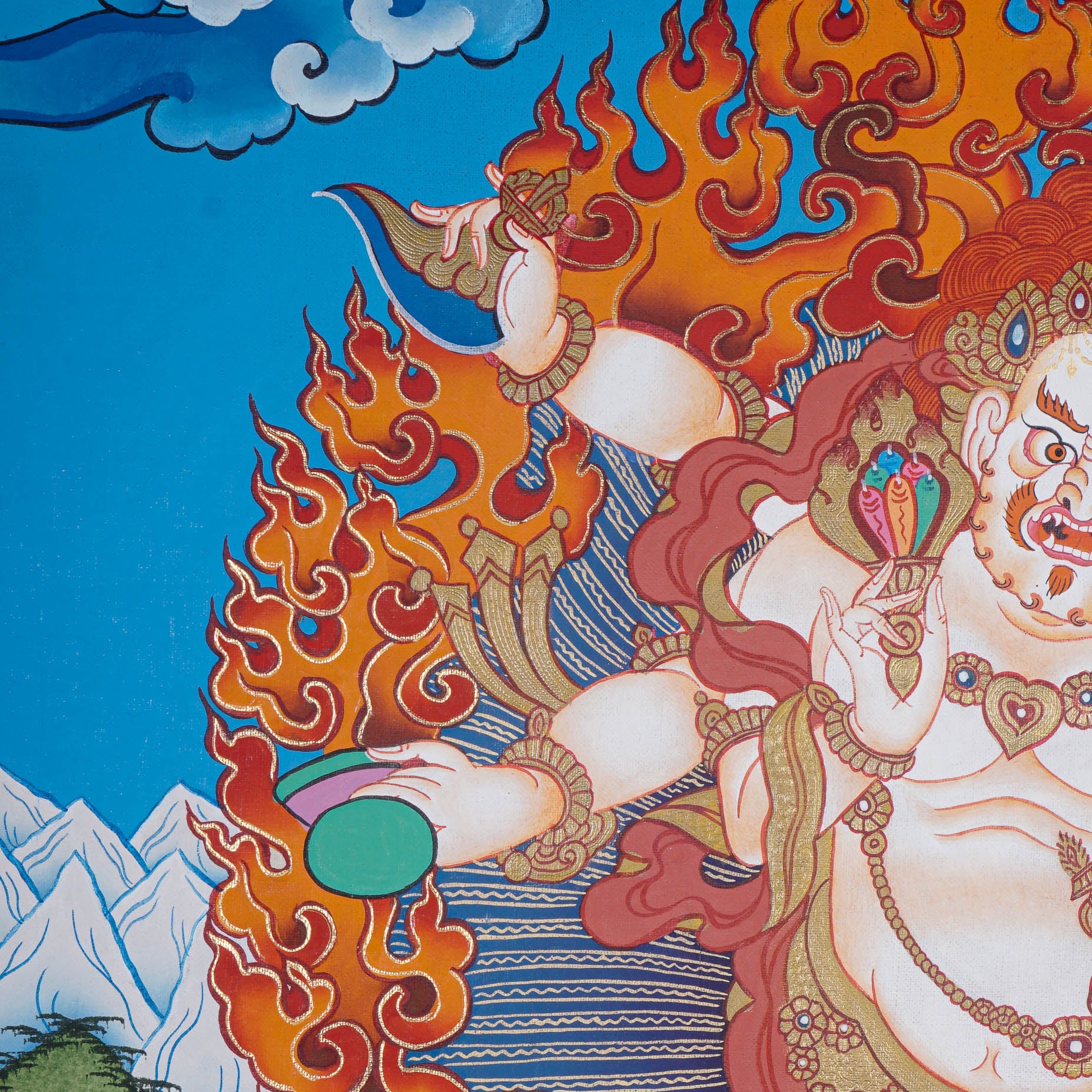 White Mahakala Thangka Painting