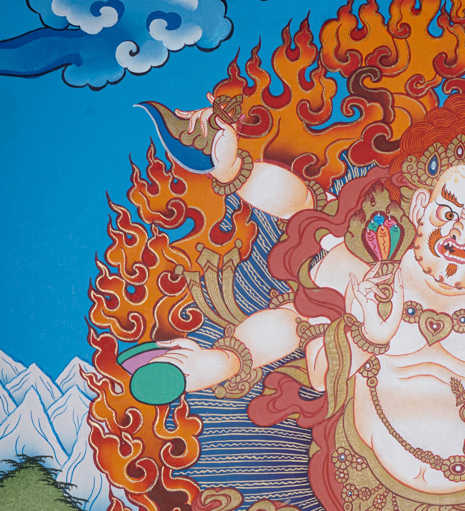 White Mahakala Thangka Painting