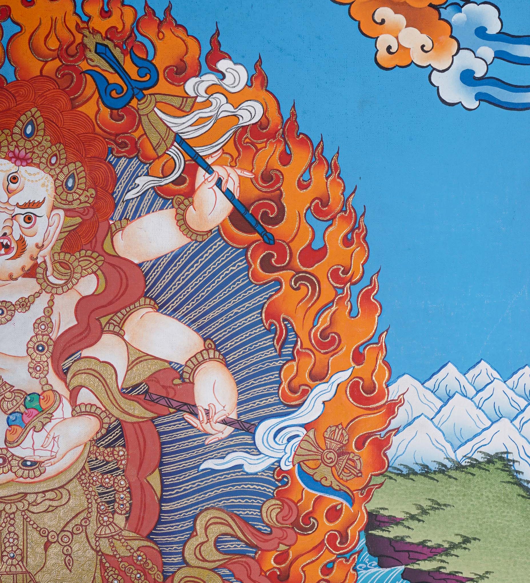 White Mahakala Thangka Painting