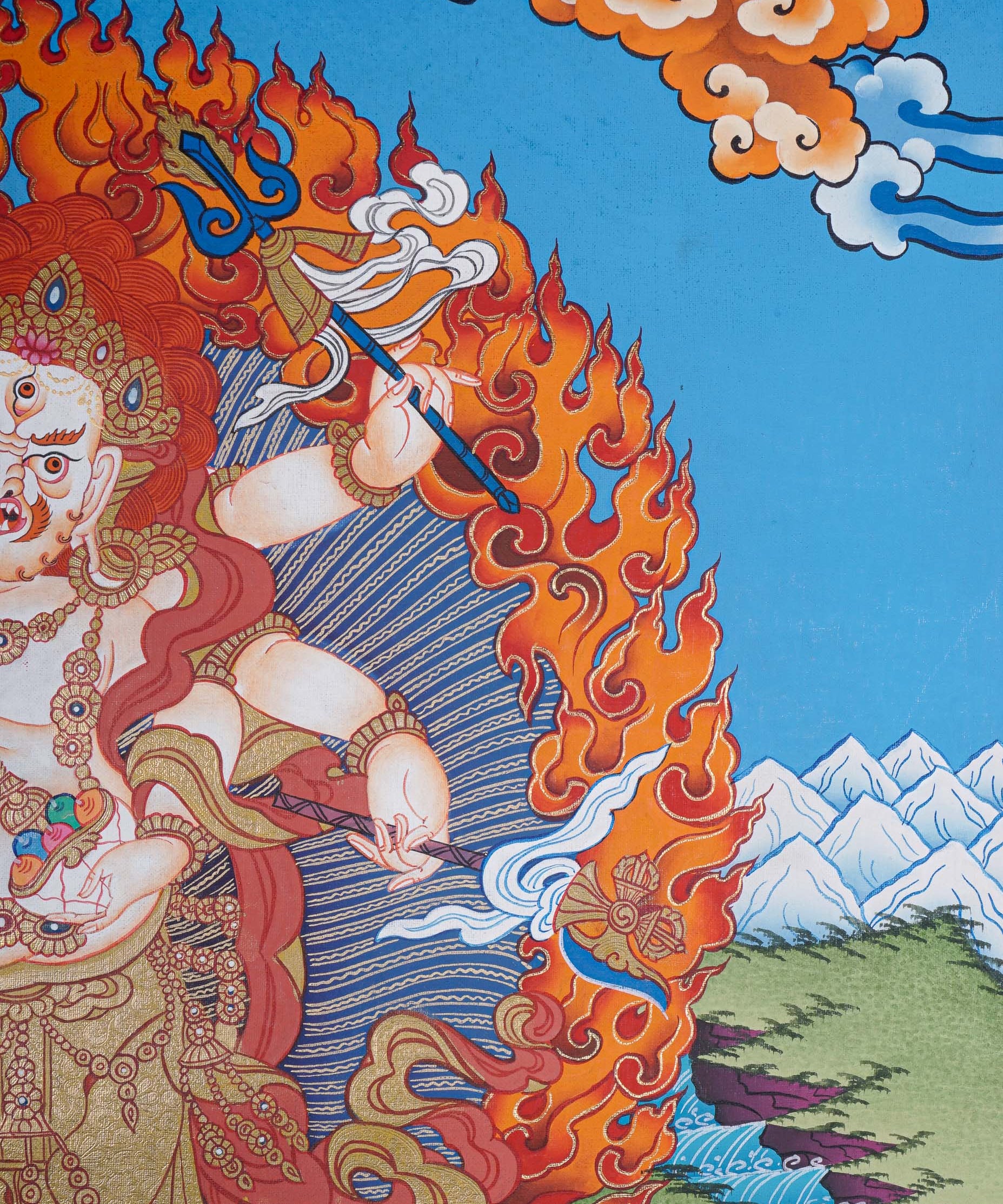 White Mahakala Thangka Painting