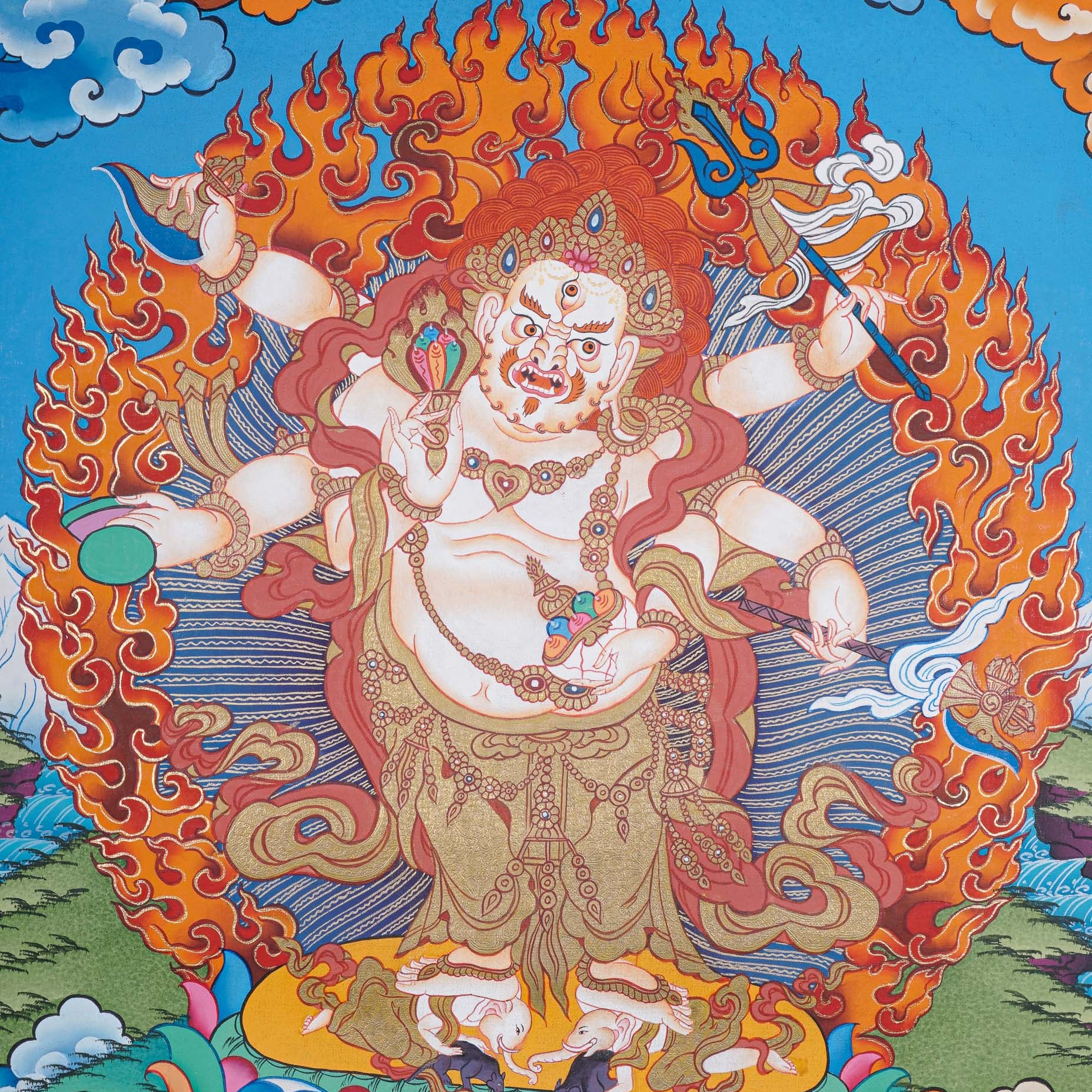 White Mahakala Thangka Painting 