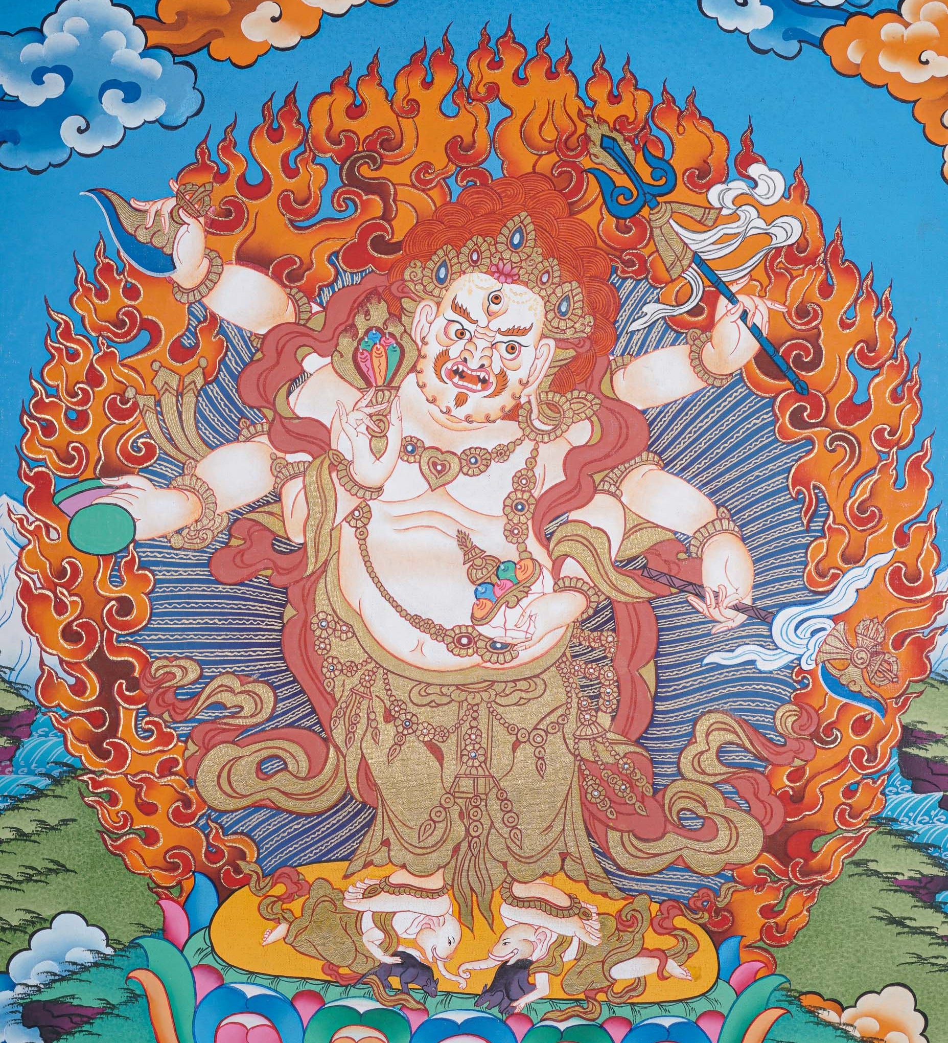 White Mahakala Thangka Painting 