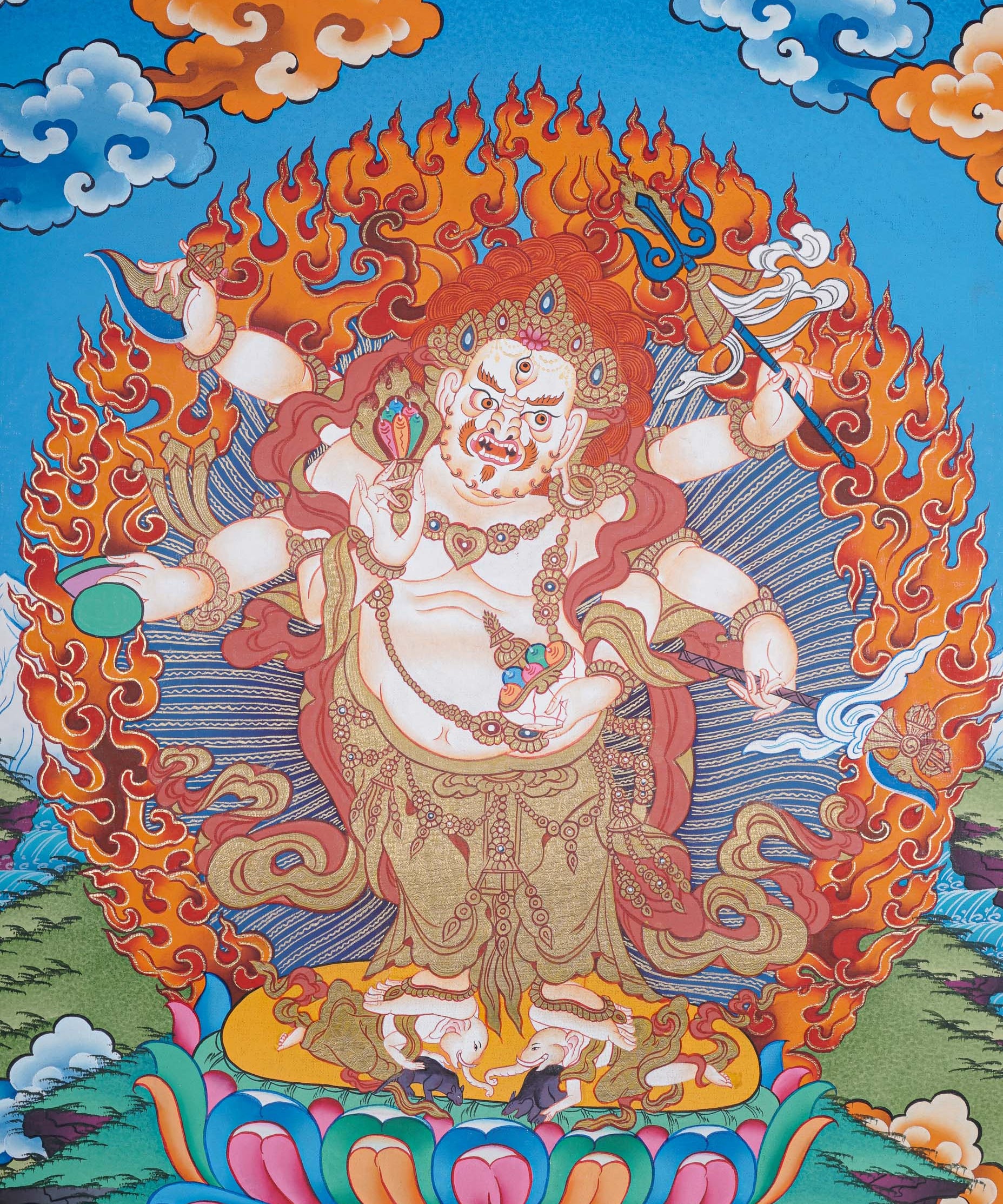 White Mahakala Thangka Painting 