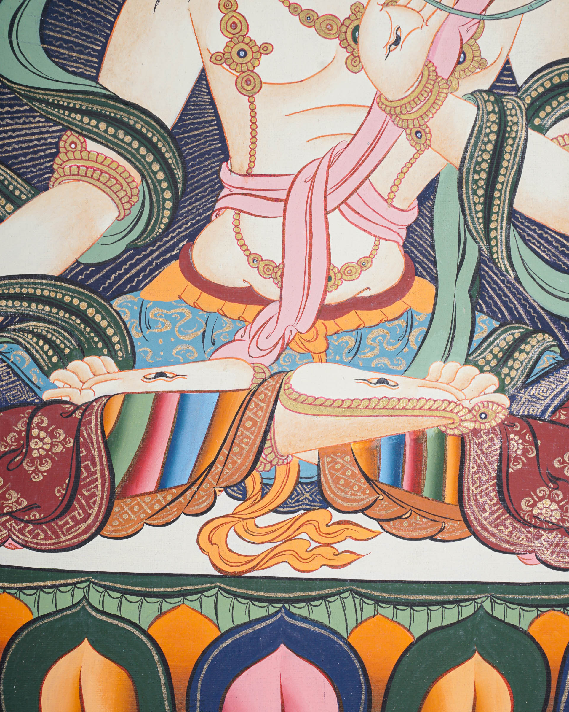 White Tara Thangka - Female deity painting