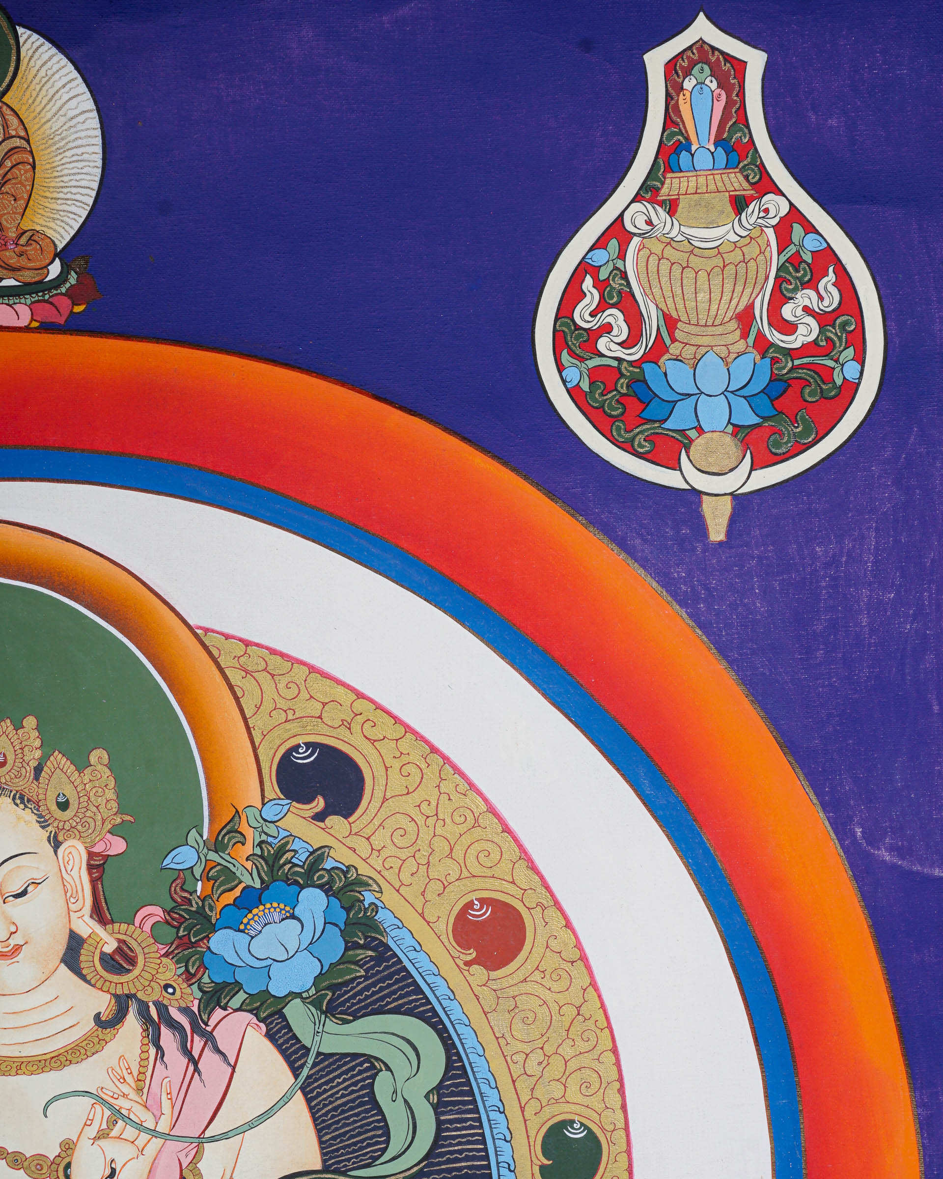 White Tara Thangka - Female deity painting