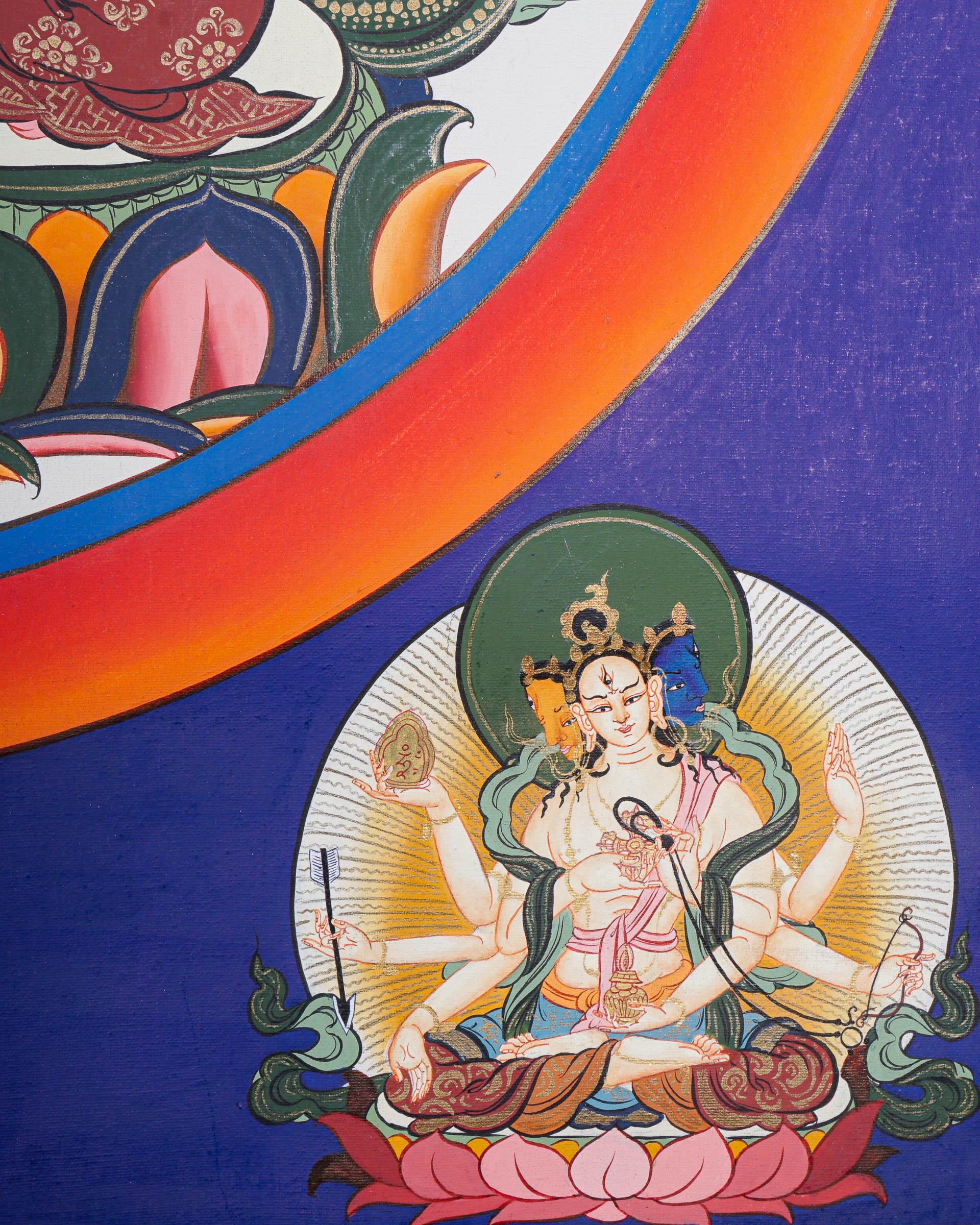 White Tara Thangka - Female deity painting