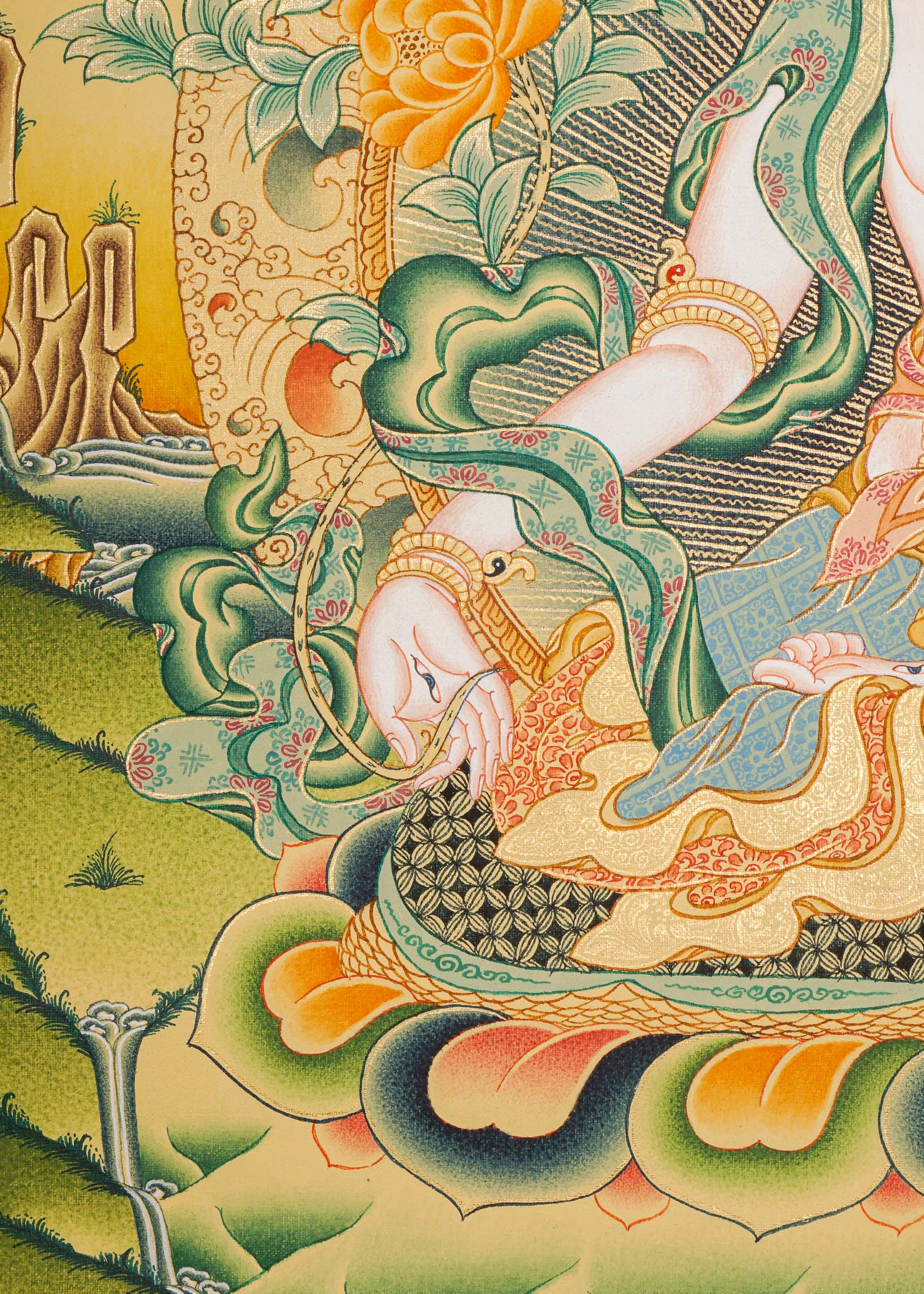 White Tara Thangka - Female deity painting