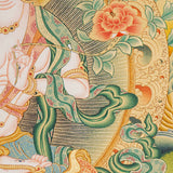 White Tara Thangka - Female deity painting