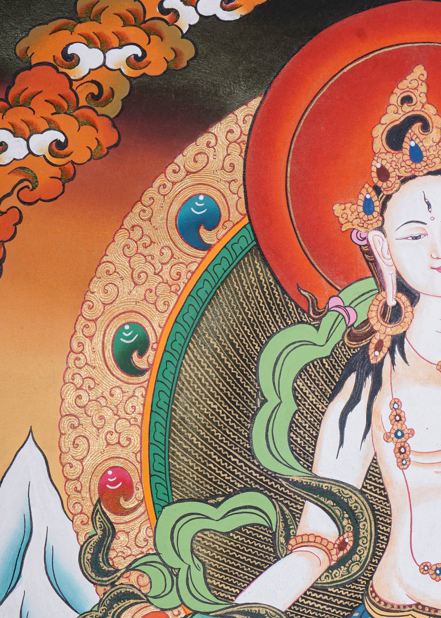 White Tara Thangka - Handpainted female deity