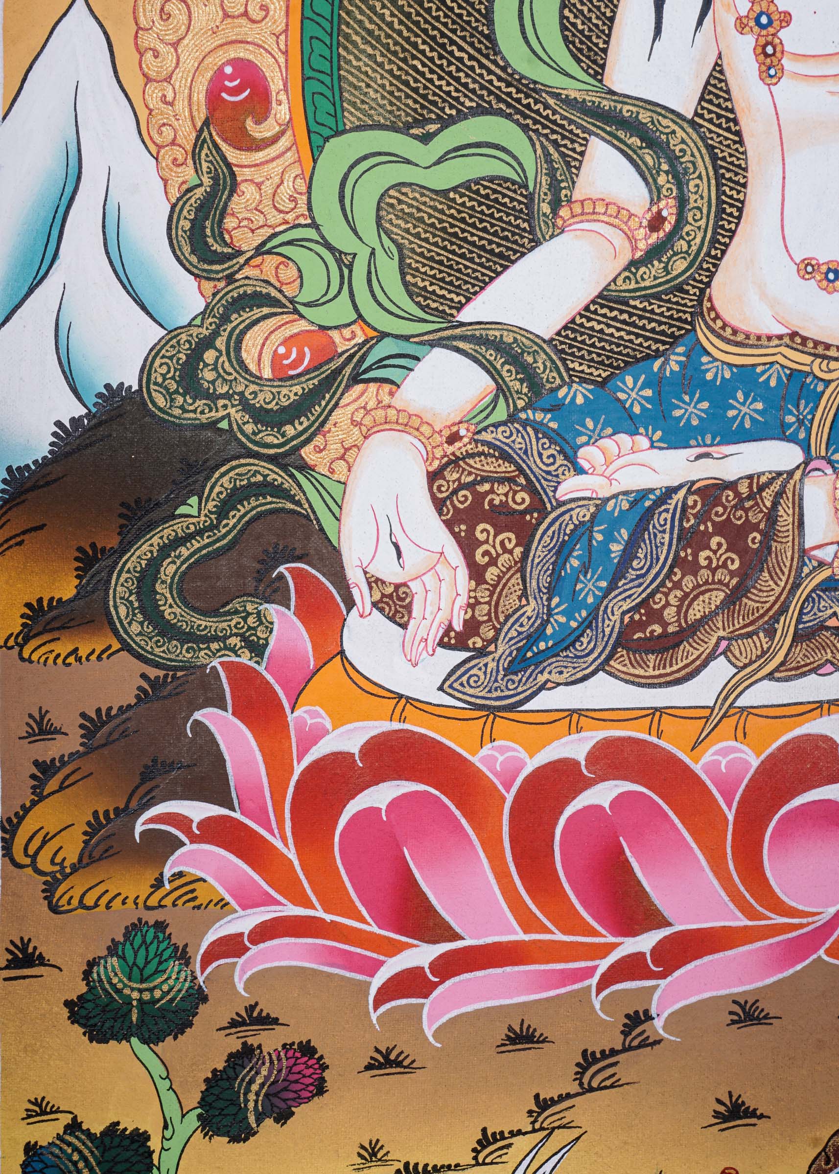 White Tara Thangka - Handpainted female deity