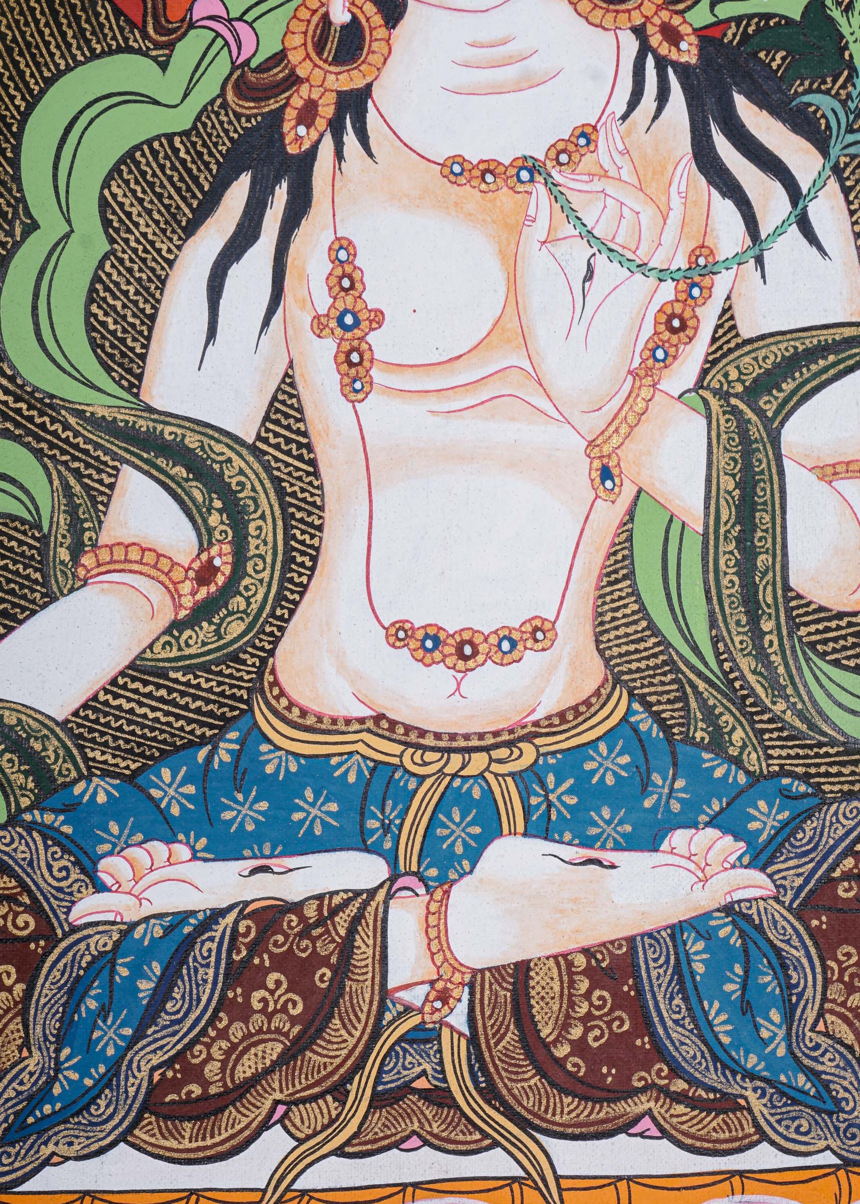 White Tara Thangka - Handpainted female deity