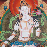 White Tara Thangka - Handpainted female deity