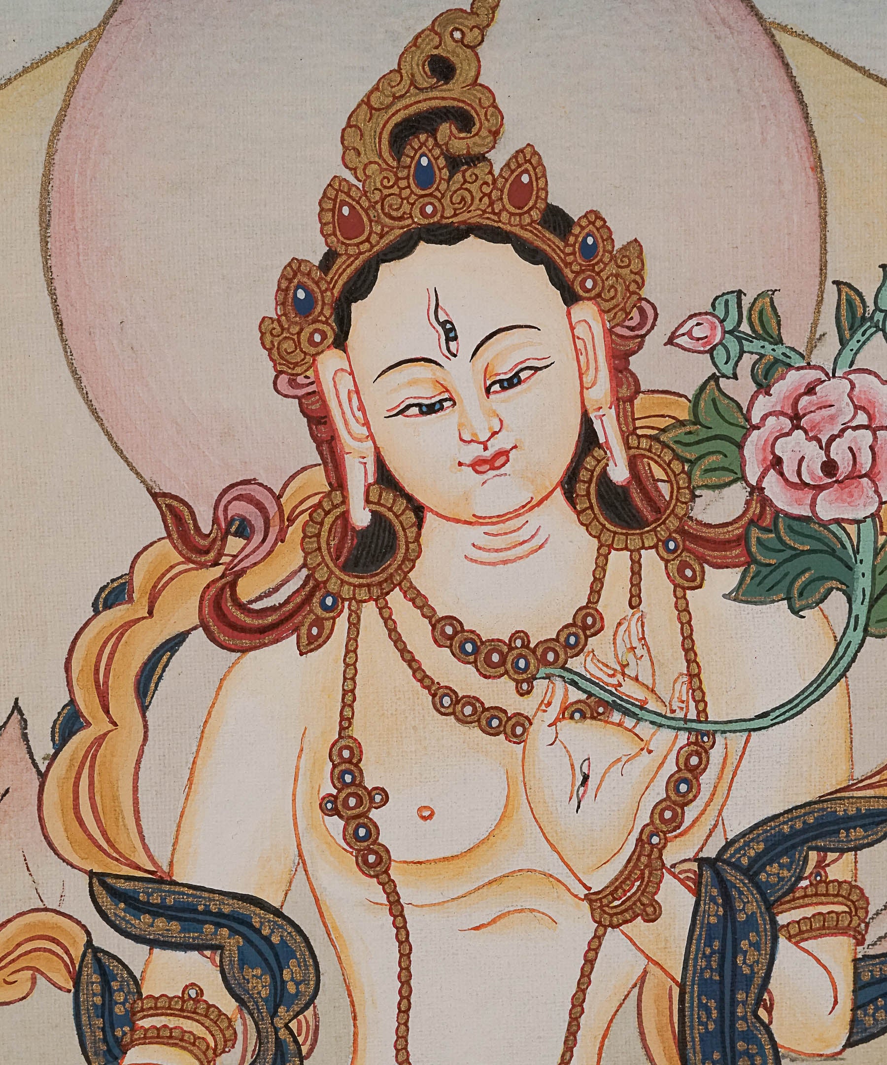 White Tara Thangka Painting - tibetan art