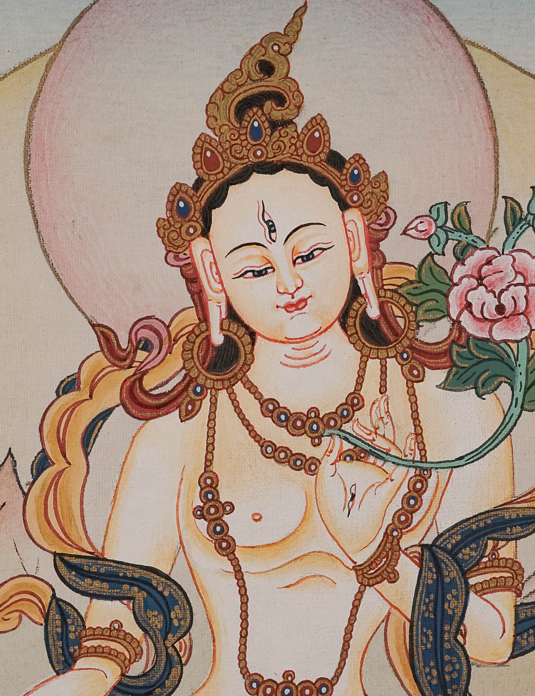 White Tara Thangka Painting - tibetan art