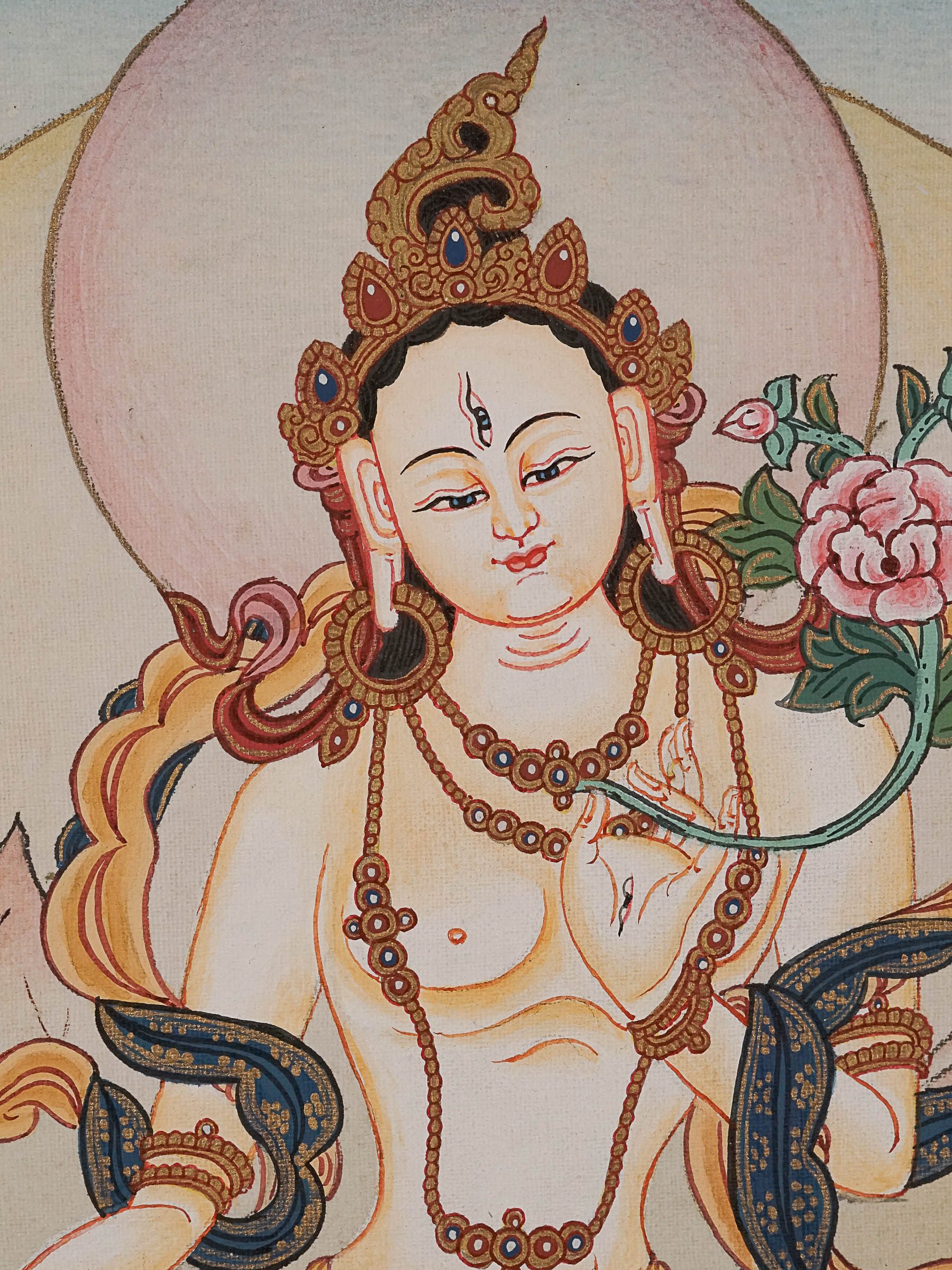 White Tara Thangka Painting - tibetan art