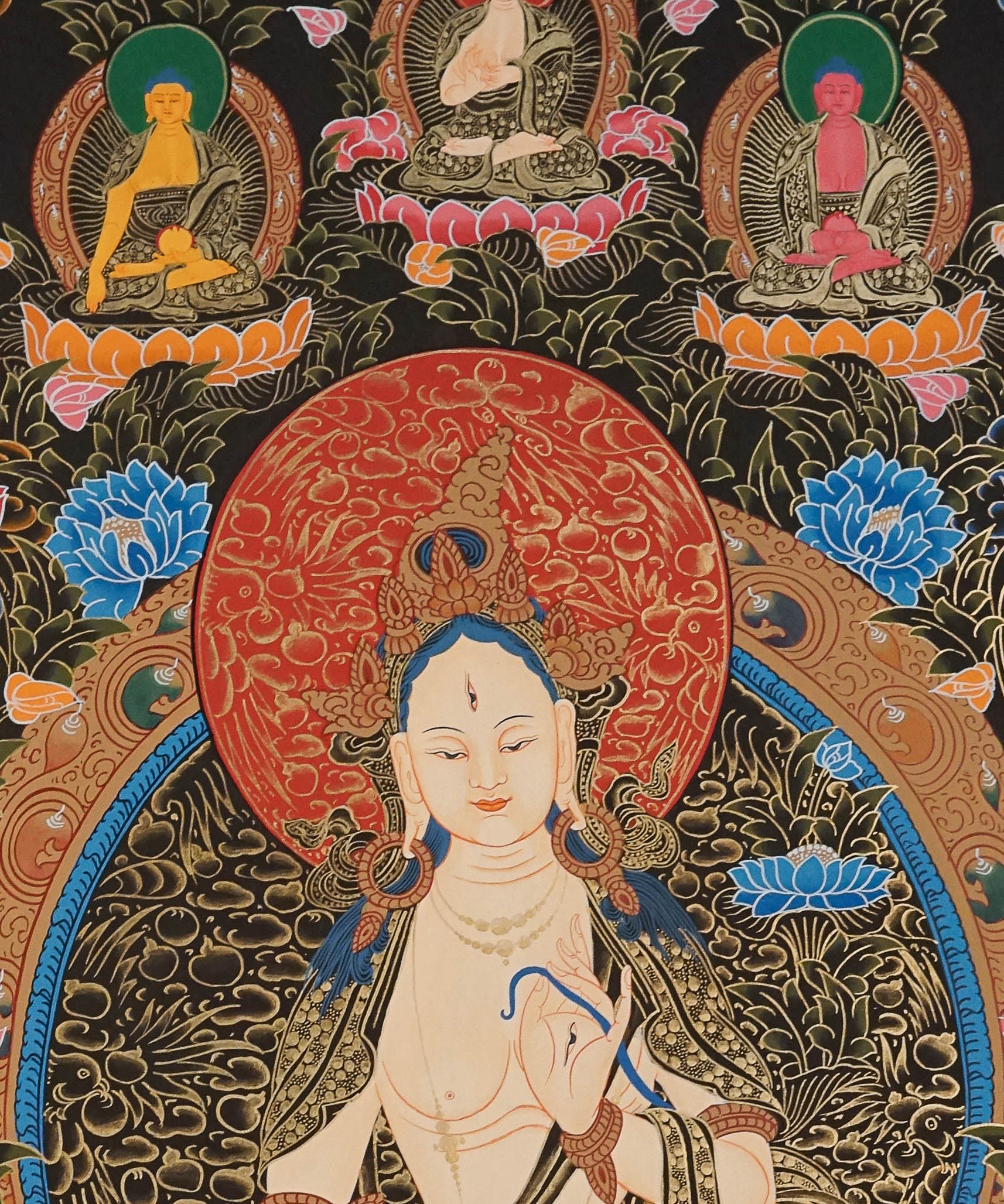 White Tara Thangka Painting for prayer and meditation.