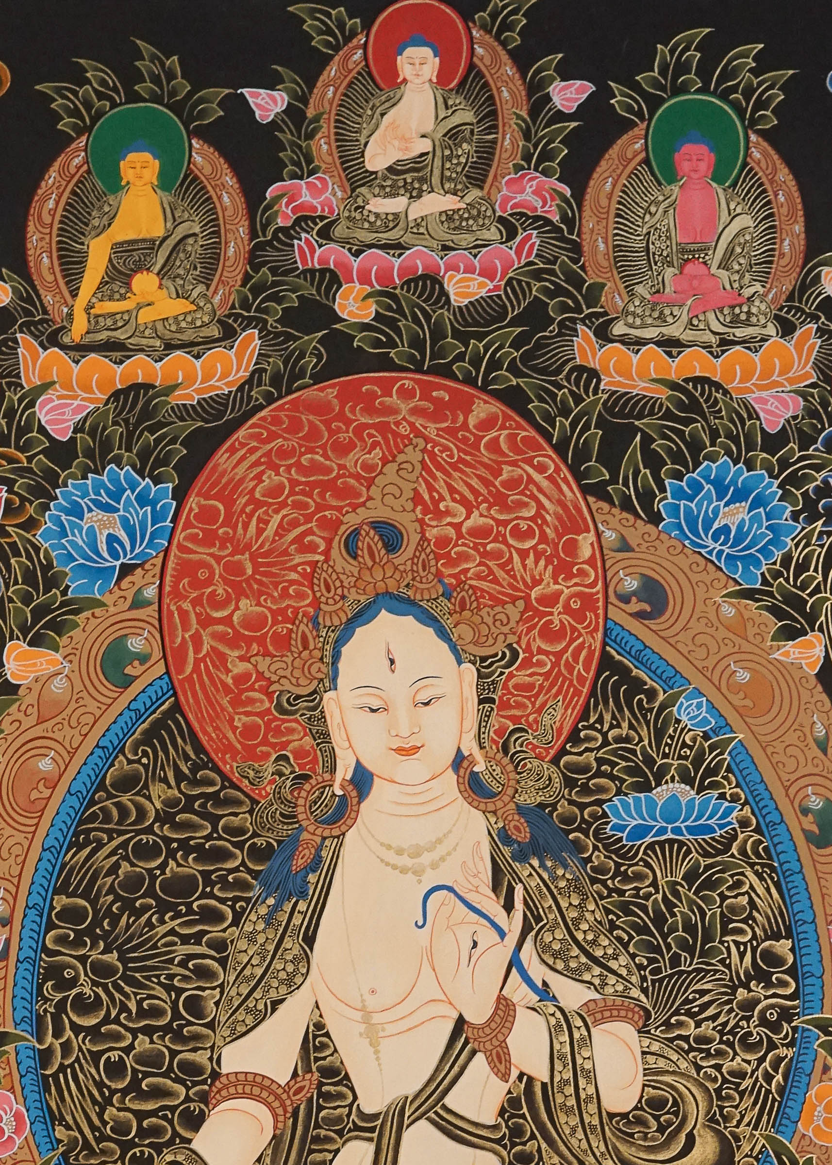 White Tara Thangka Painting for prayer and meditation.