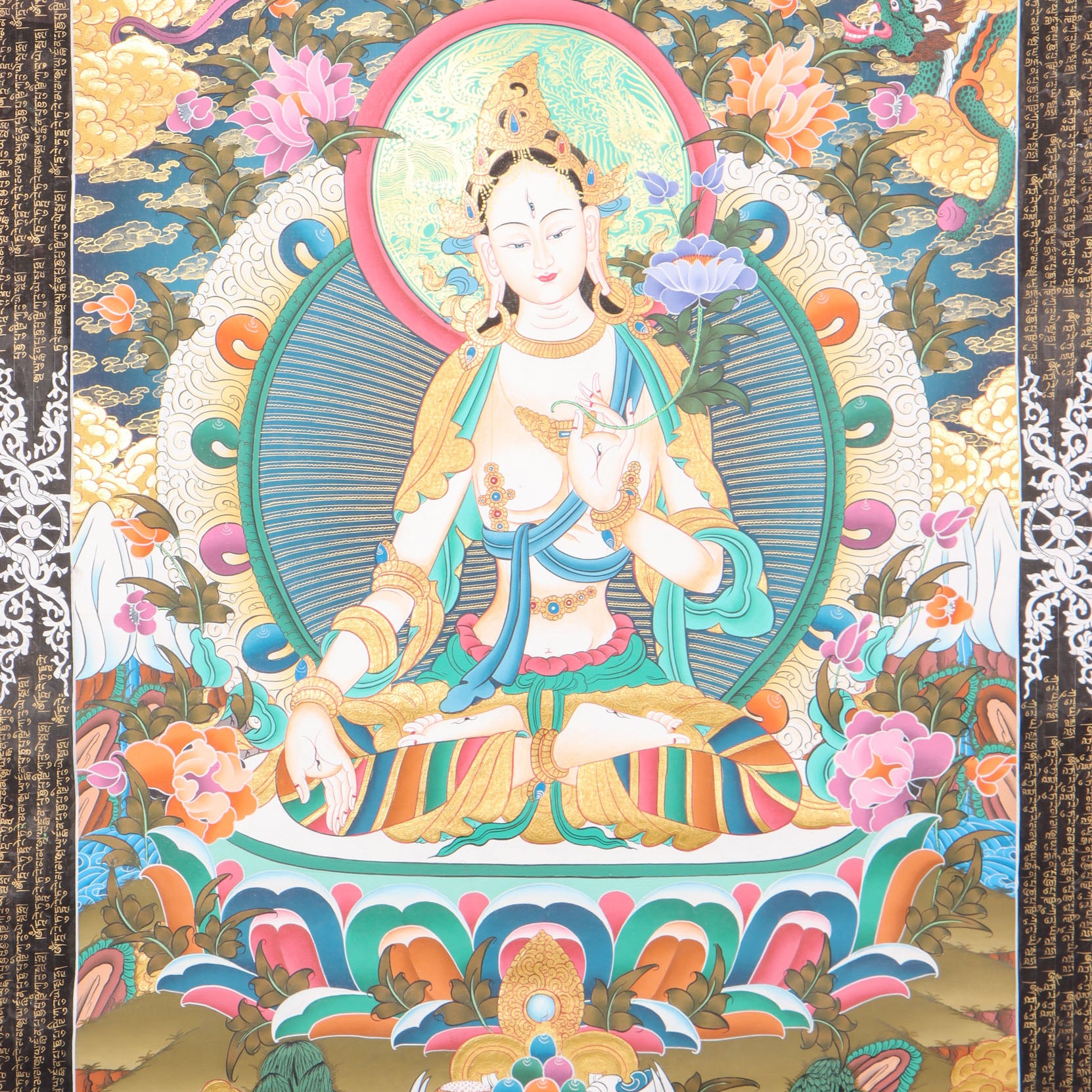 White Tara Thangka for meditation and enlightment.