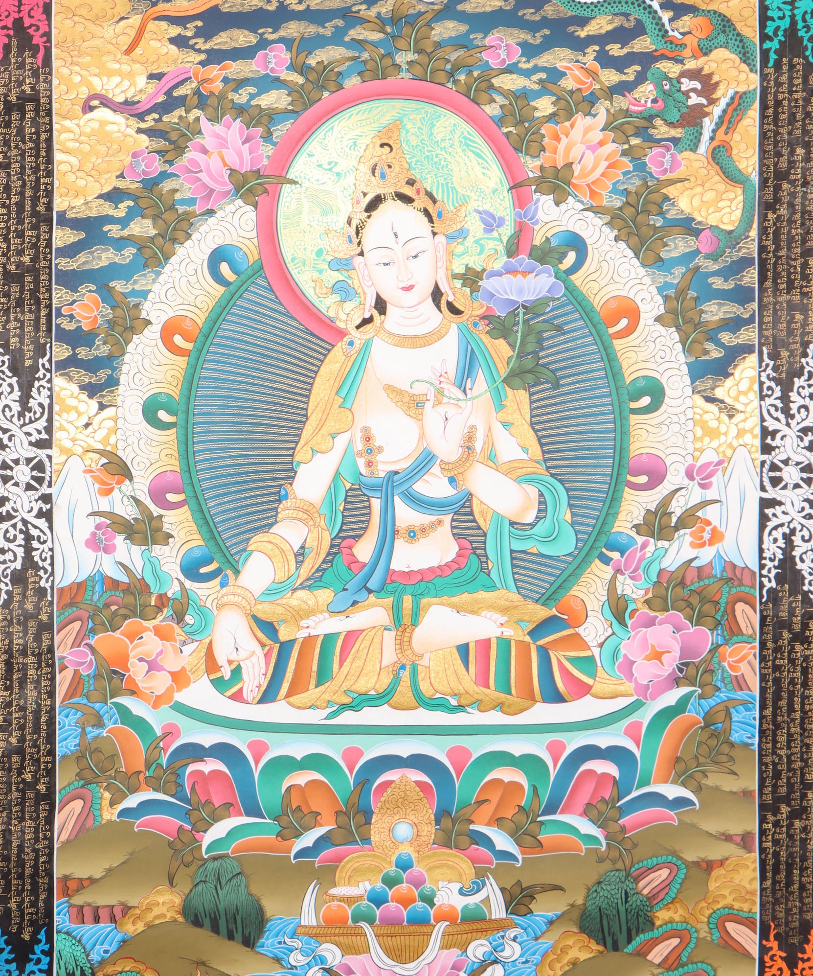 White Tara Thangka for meditation and enlightment.