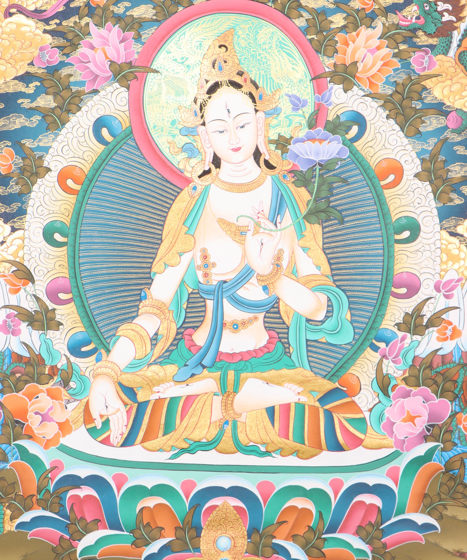 White Tara Thangka for meditation and enlightment.