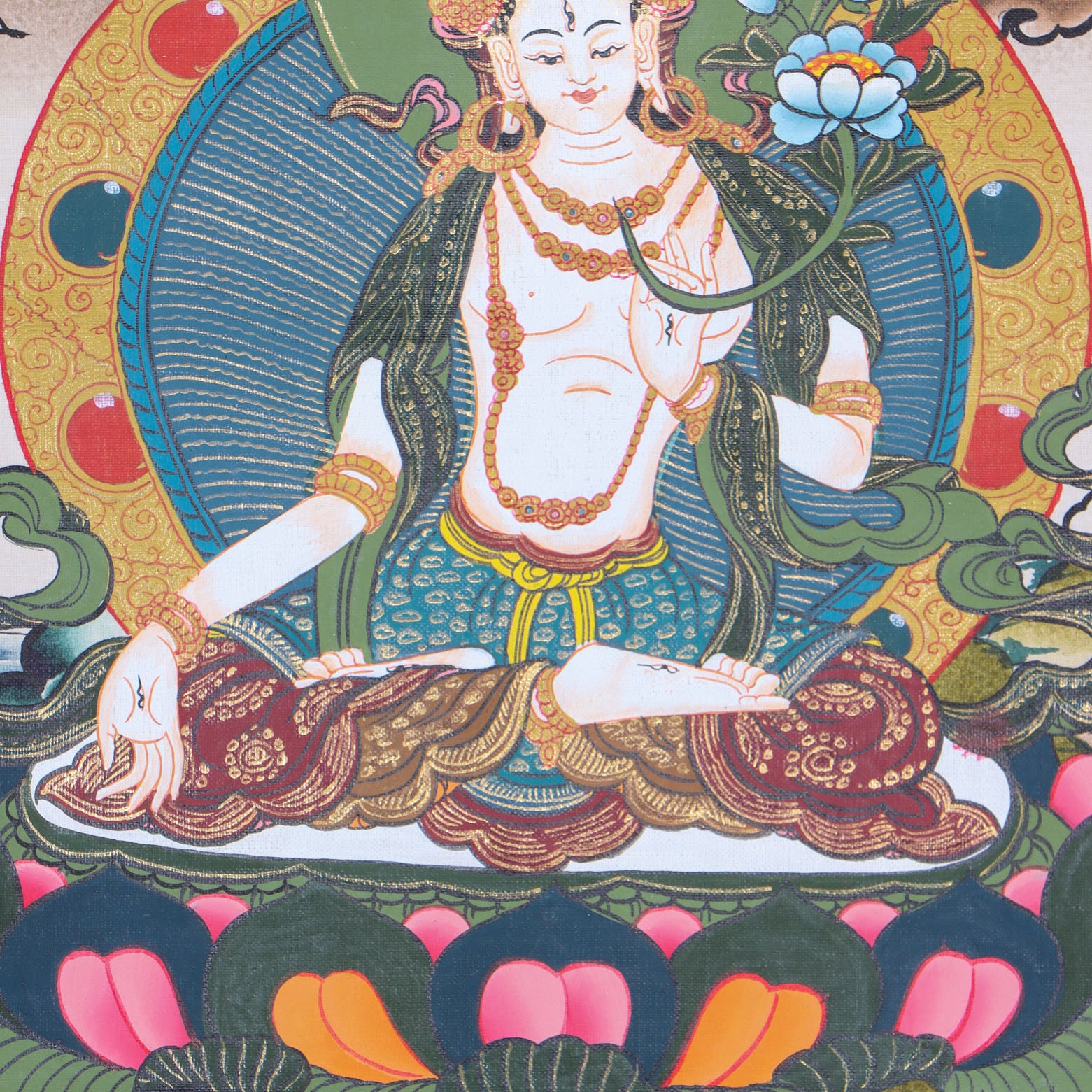 White Tara Thangka is the female Bodhisattva of compassionate action.