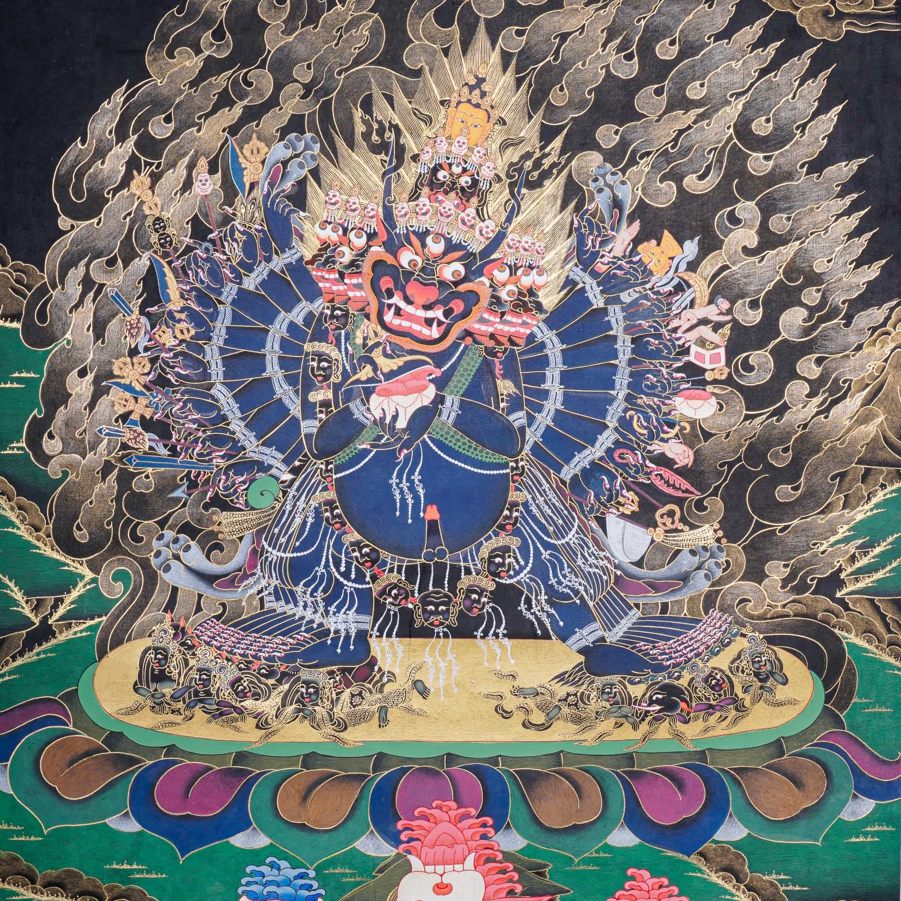 Yamantaka Thangka Painting for ignorance, delusion, and obstacles to enlightenment.