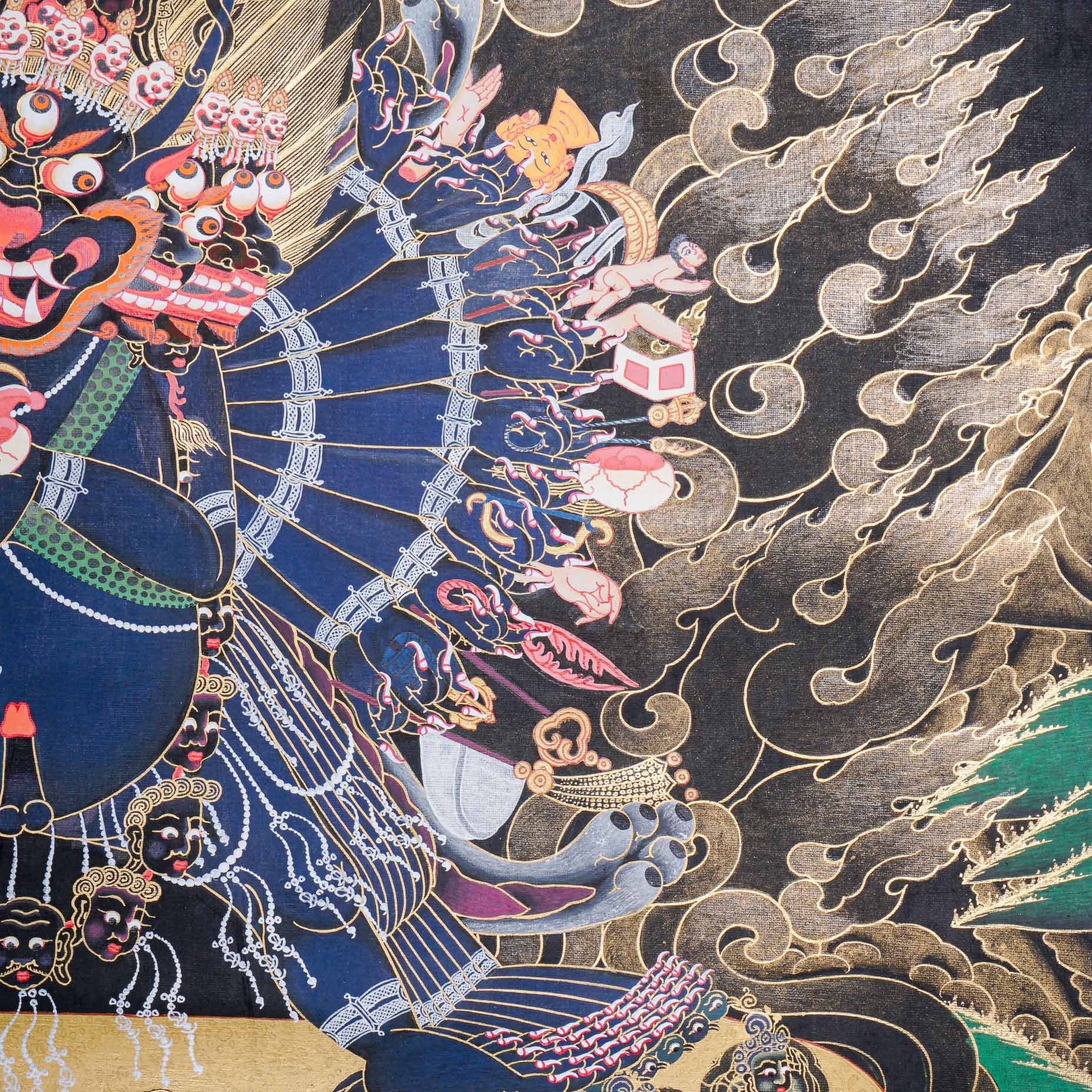 Yamantaka Thangka Painting for ignorance, delusion, and obstacles to enlightenment.