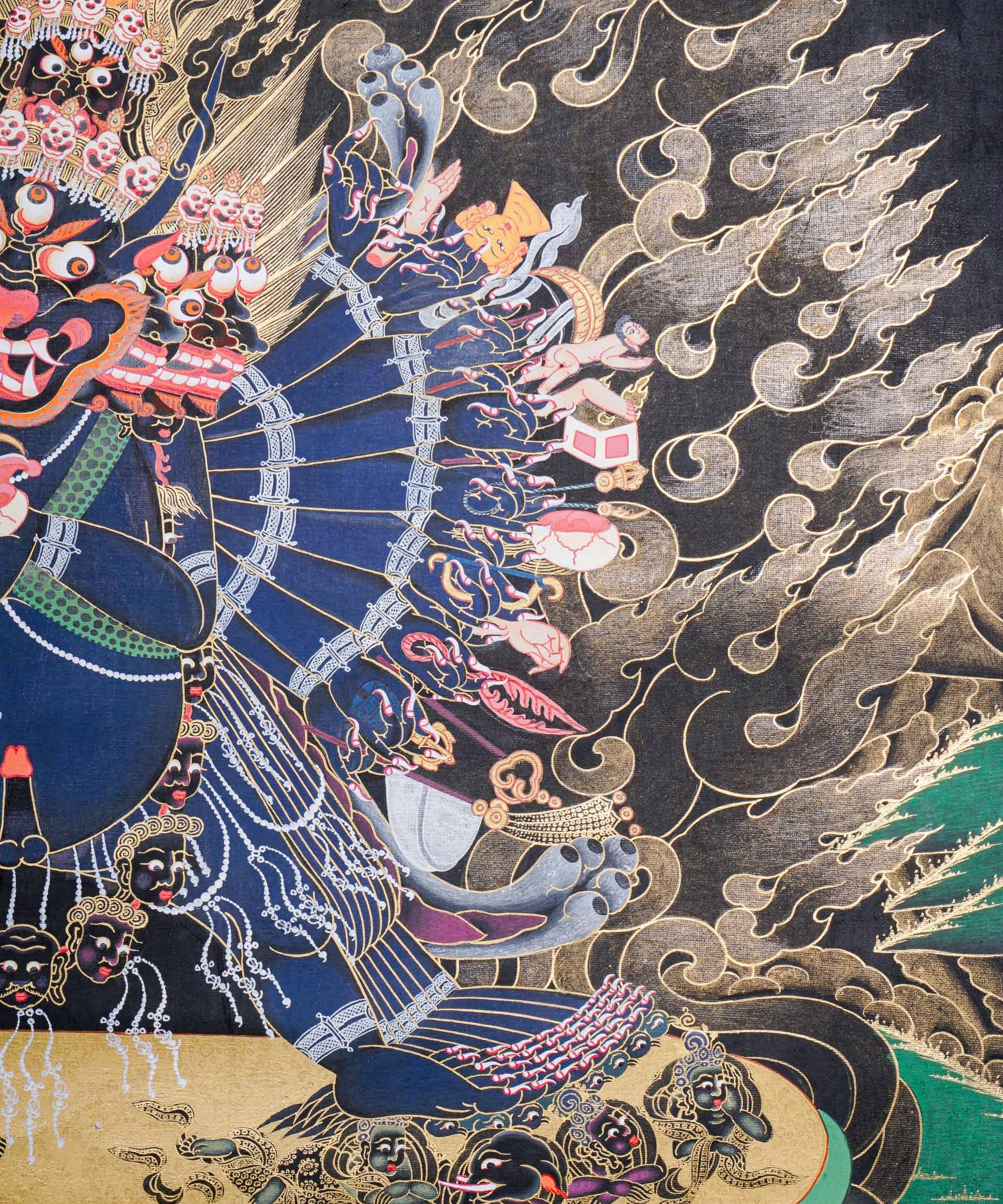 Yamantaka Thangka Painting for ignorance, delusion, and obstacles to enlightenment.