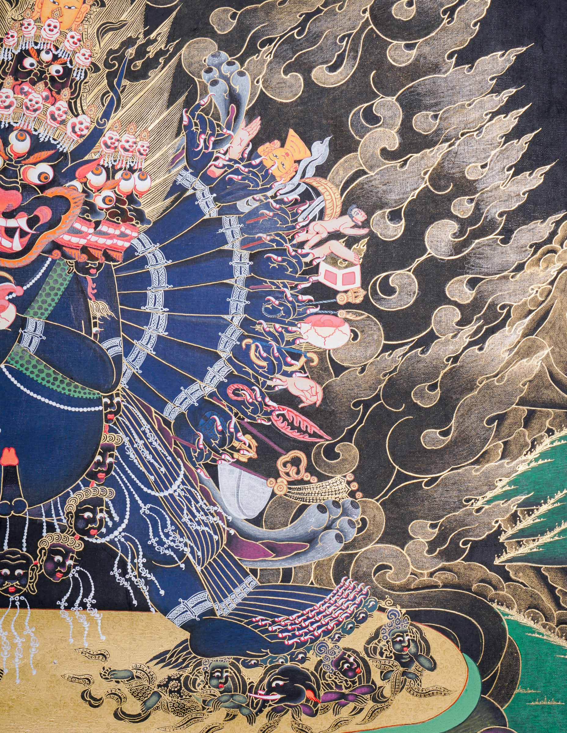 Yamantaka Thangka Painting for ignorance, delusion, and obstacles to enlightenment.