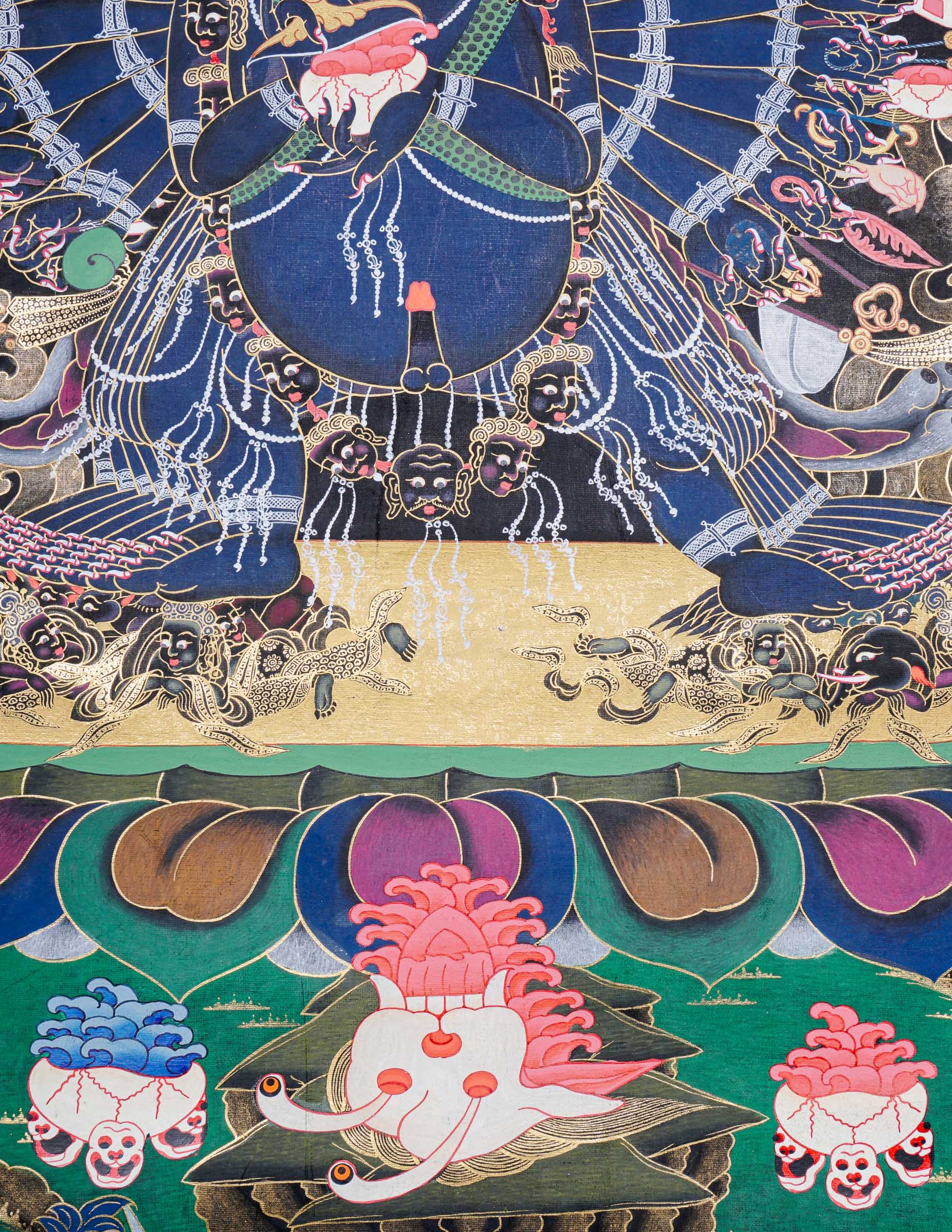 Yamantaka Thangka Painting for ignorance, delusion, and obstacles to enlightenment.