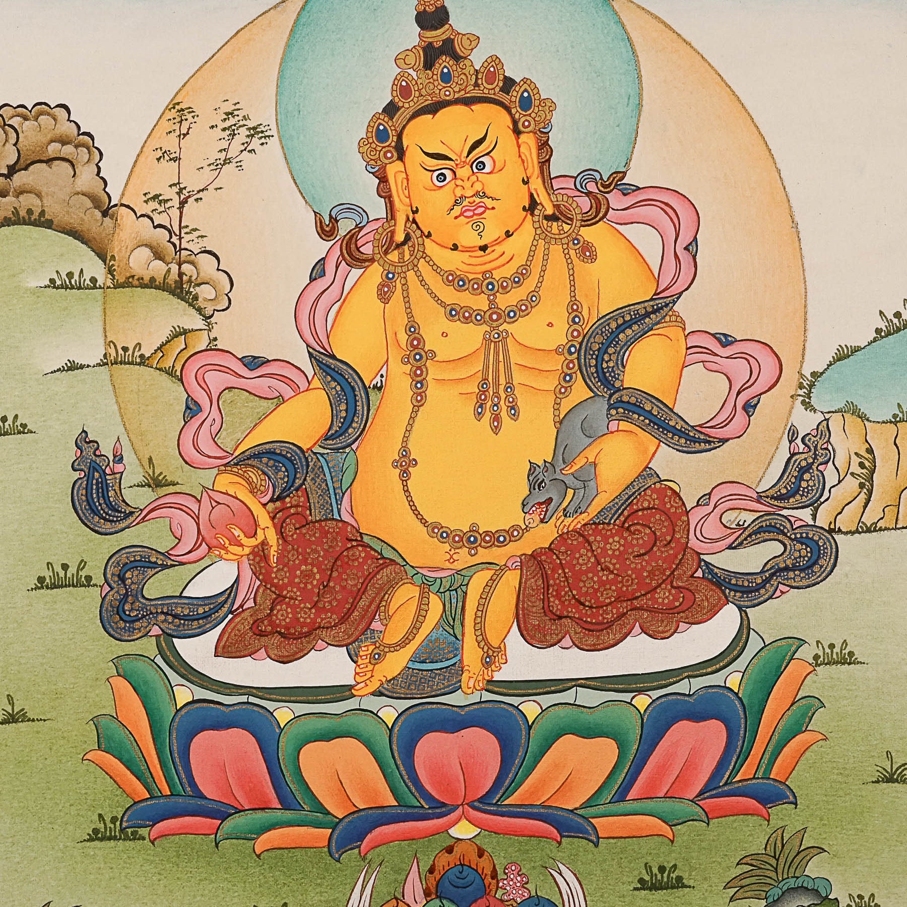 Zambala Thangka Painting for wall hanging decor.