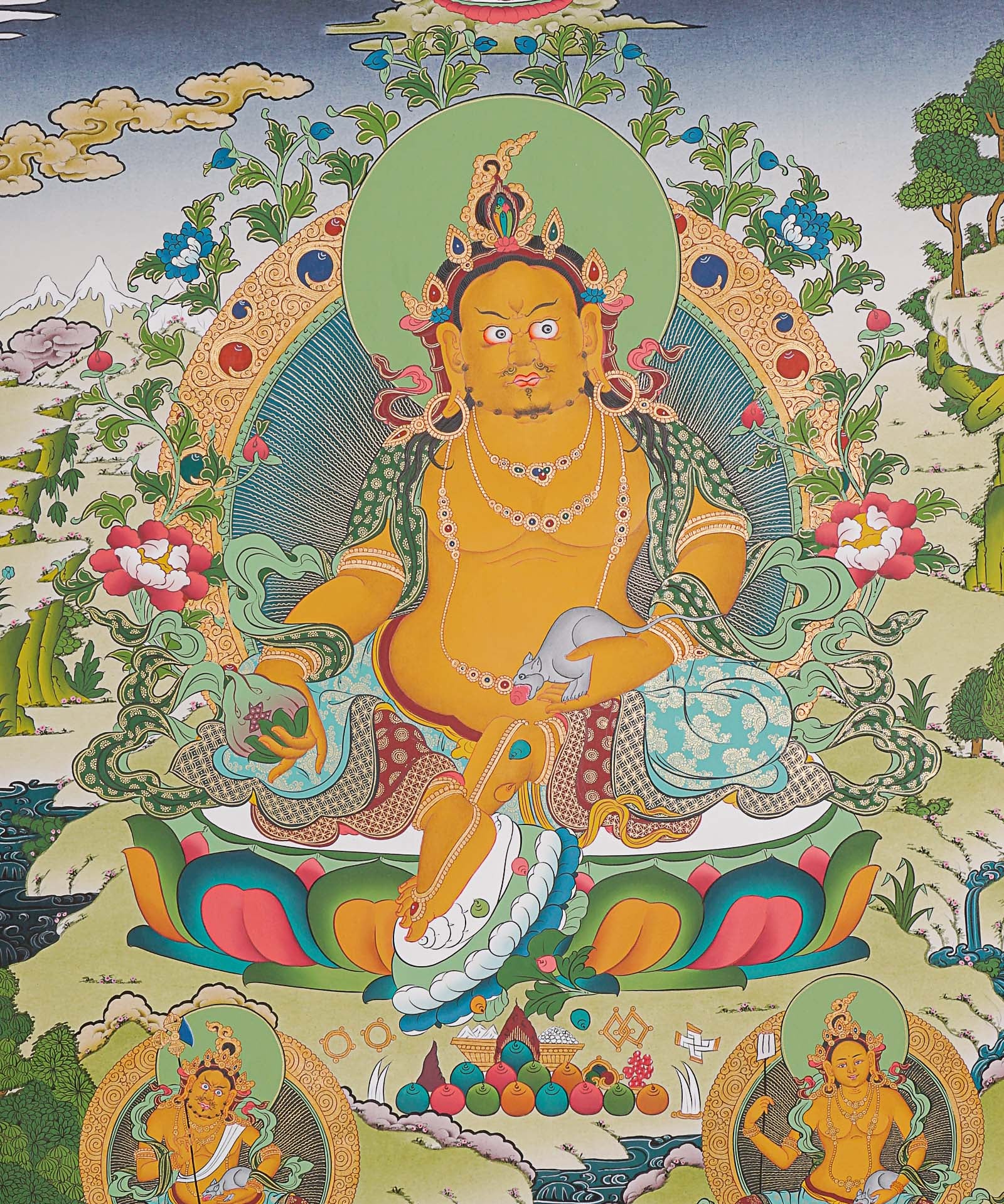 Zambala Thangka Painting - God of Wealth